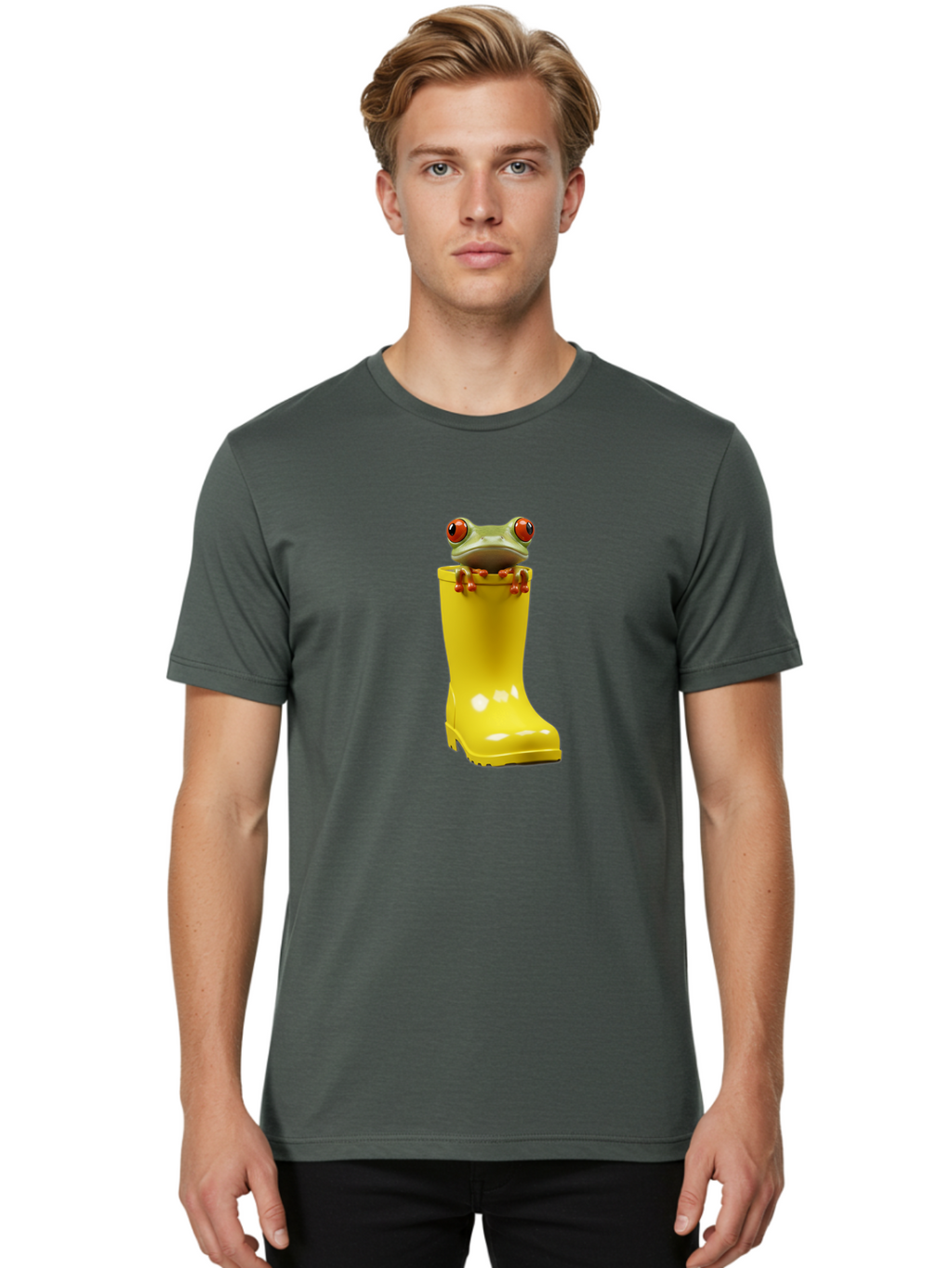 Frog-In-Yellow-Rain-Boot Men'S Graphic Tee, 100% Cotton, Comfortable Casual Summer Wear, Machine Washable, Vintage Camera, Old Camera, Antique Camera, Black Camera, Classic Photography, Photography Equipment, Nostalgic Device, Film Camera, Bam452