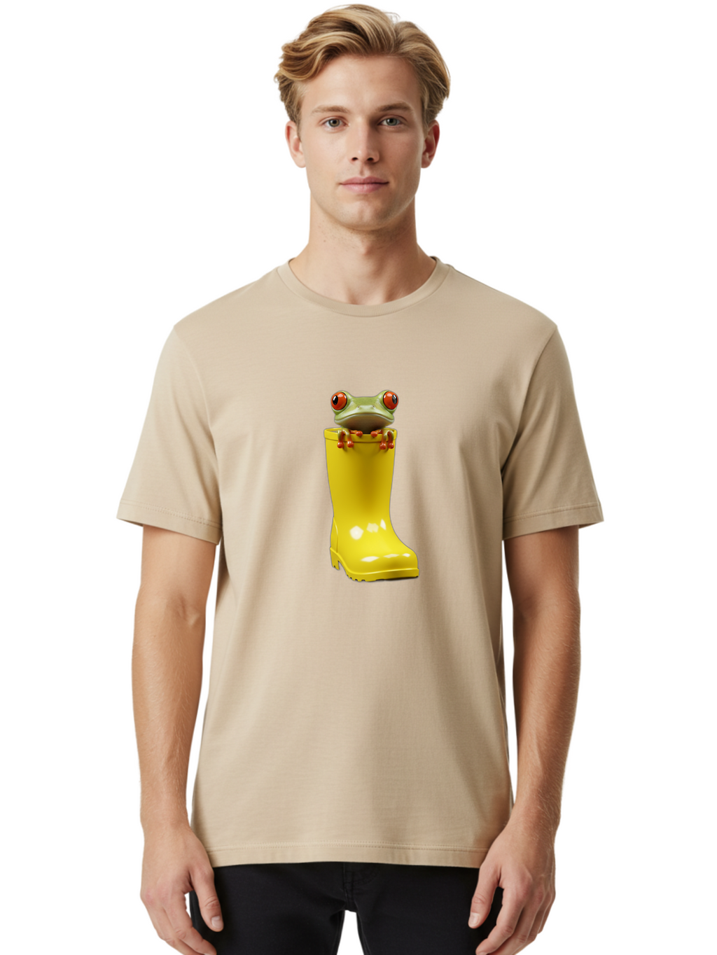 Frog-In-Yellow-Rain-Boot Men'S Graphic Tee, 100% Cotton, Comfortable Casual Summer Wear, Machine Washable, Vintage Camera, Old Camera, Antique Camera, Black Camera, Classic Photography, Photography Equipment, Nostalgic Device, Film Camera, Bam452