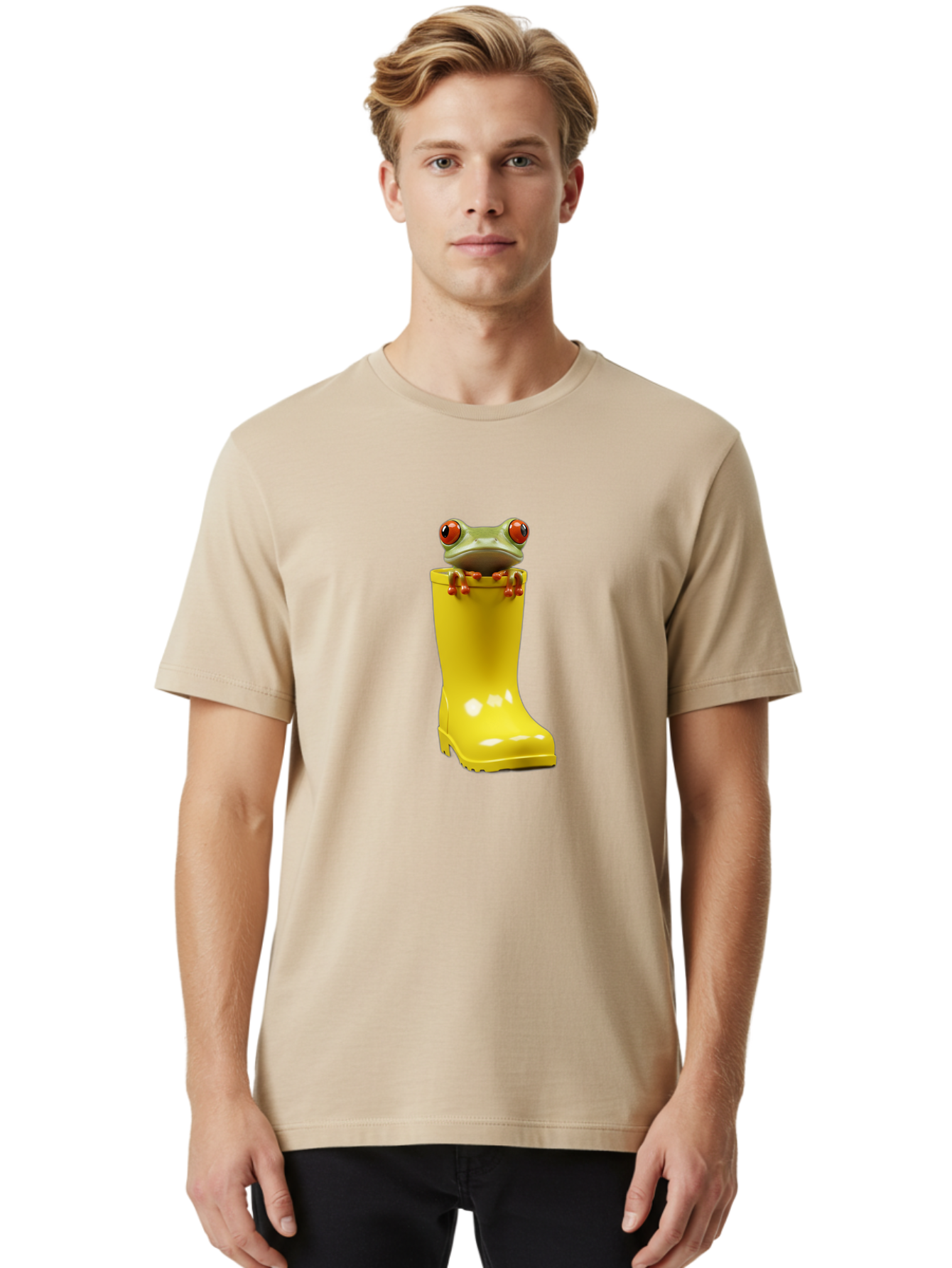 Frog-In-Yellow-Rain-Boot Men'S Graphic Tee, 100% Cotton, Comfortable Casual Summer Wear, Machine Washable, Vintage Camera, Old Camera, Antique Camera, Black Camera, Classic Photography, Photography Equipment, Nostalgic Device, Film Camera, Bam452