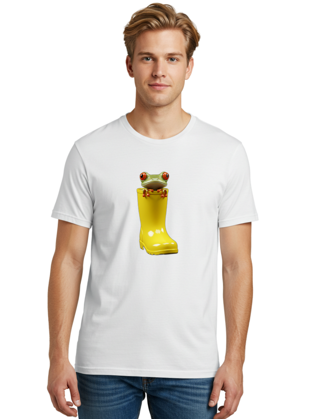 Frog-In-Yellow-Rain-Boot Men'S Graphic Tee, 100% Cotton, Comfortable Casual Summer Wear, Machine Washable, Vintage Camera, Old Camera, Antique Camera, Black Camera, Classic Photography, Photography Equipment, Nostalgic Device, Film Camera, Bam452
