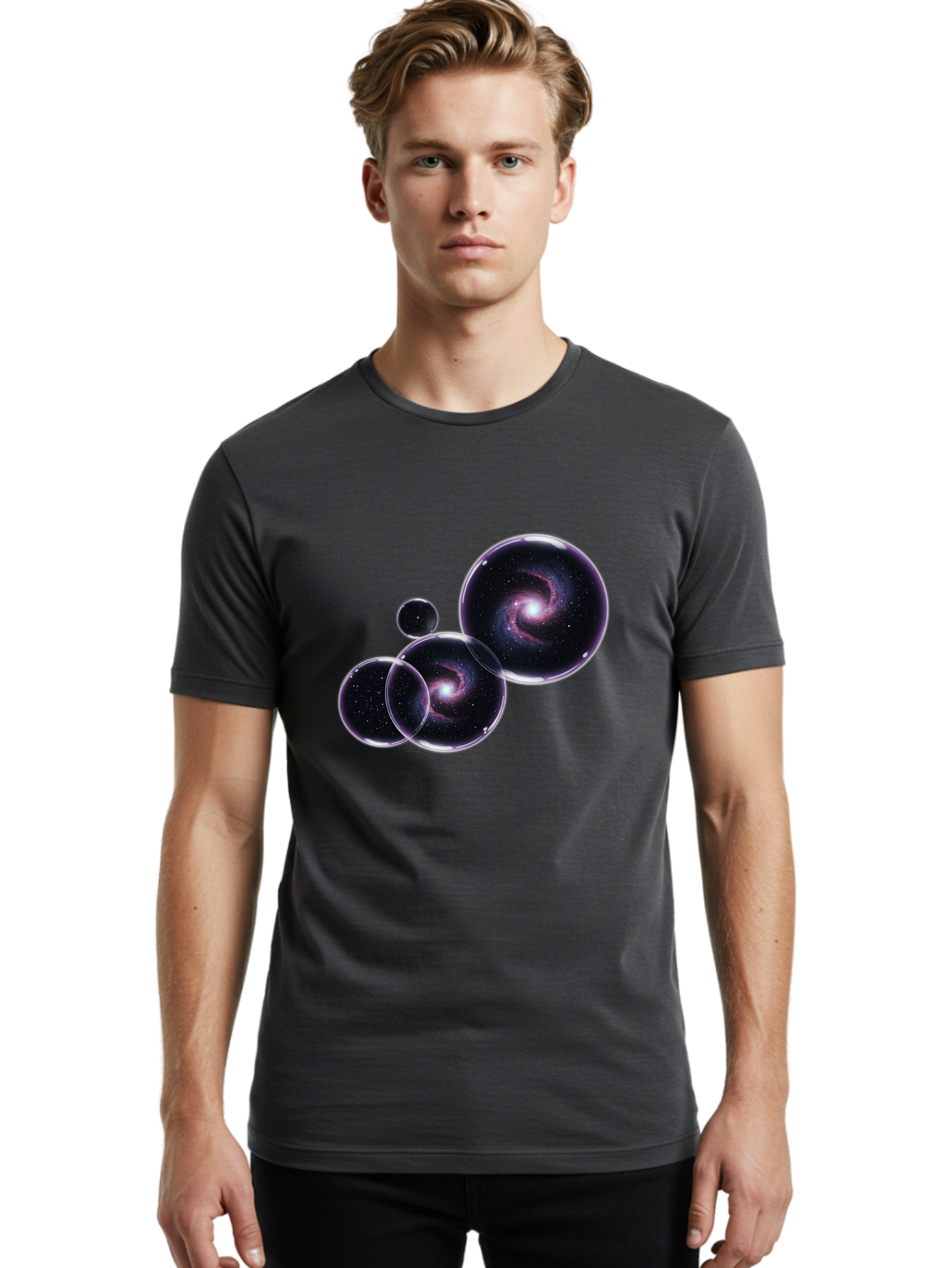 Galaxy-Bubbles Men'S Graphic Tee, 100% Cotton, Comfortable Casual Summer Wear, Machine Washable, Vintage Camera, Old Camera, Antique Camera, Black Camera, Classic Photography, Photography Equipment, Nostalgic Device, Film Camera, Camera Art Bam467