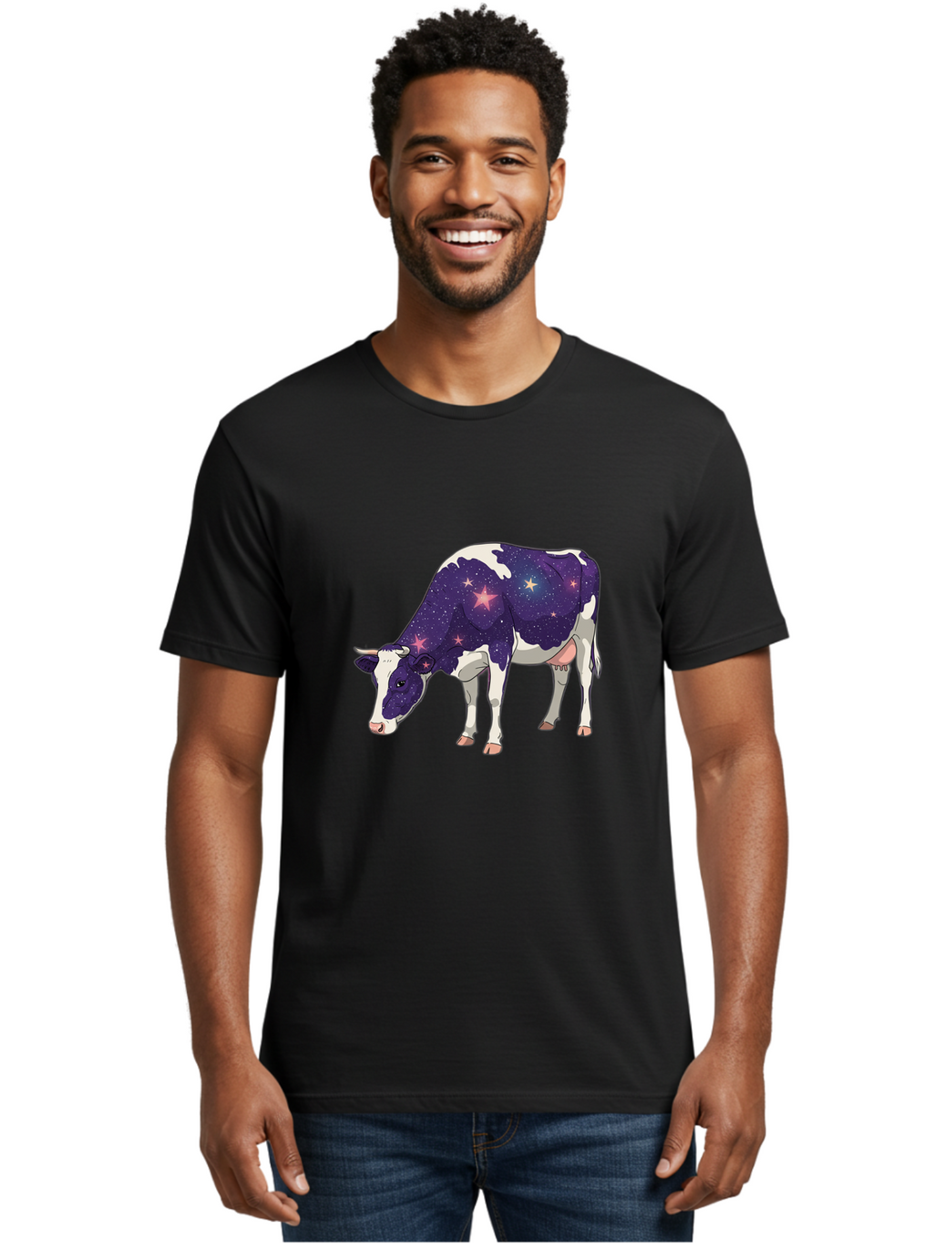Galaxy-Cow-1 Men'S Graphic Tee, 100% Cotton, Comfortable Casual Summer Wear, Machine Washable, Vintage Camera, Old Camera, Antique Camera, Black Camera, Classic Photography, Photography Equipment, Nostalgic Device, Film Camera, Camera Art Bam469