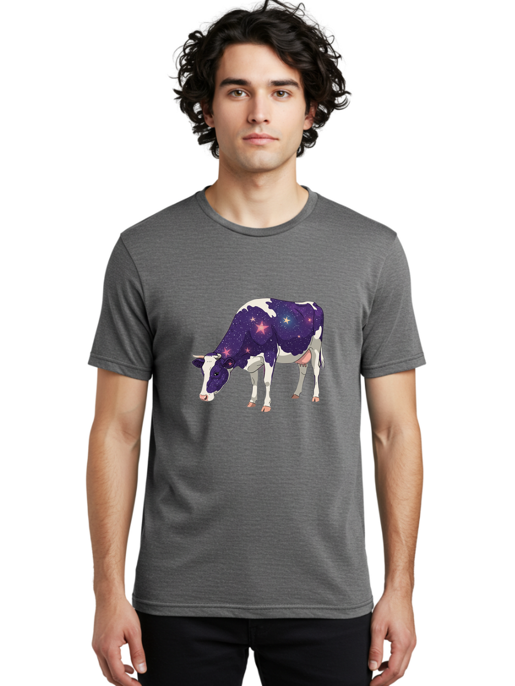 Galaxy-Cow-1 Men'S Graphic Tee, 100% Cotton, Comfortable Casual Summer Wear, Machine Washable, Vintage Camera, Old Camera, Antique Camera, Black Camera, Classic Photography, Photography Equipment, Nostalgic Device, Film Camera, Camera Art Bam469
