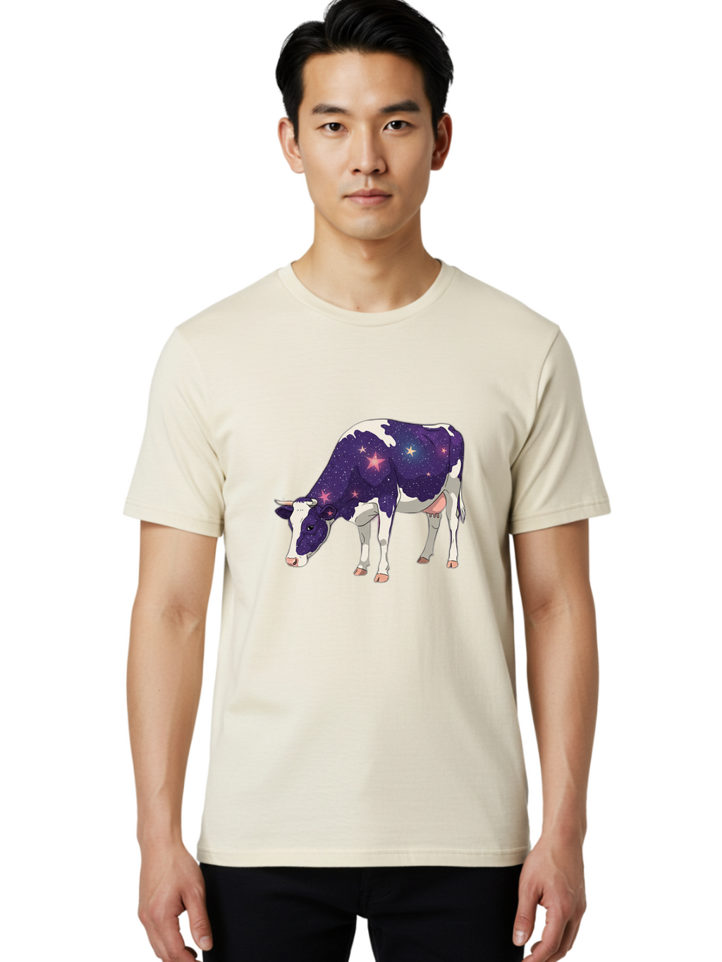 Galaxy-Cow-1 Men'S Graphic Tee, 100% Cotton, Comfortable Casual Summer Wear, Machine Washable, Vintage Camera, Old Camera, Antique Camera, Black Camera, Classic Photography, Photography Equipment, Nostalgic Device, Film Camera, Camera Art Bam469