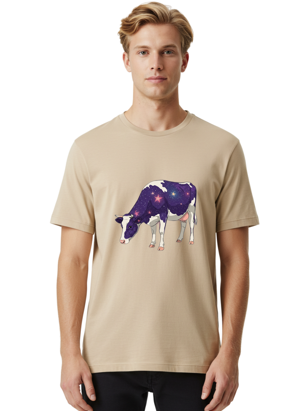 Galaxy-Cow-1 Men'S Graphic Tee, 100% Cotton, Comfortable Casual Summer Wear, Machine Washable, Vintage Camera, Old Camera, Antique Camera, Black Camera, Classic Photography, Photography Equipment, Nostalgic Device, Film Camera, Camera Art Bam469