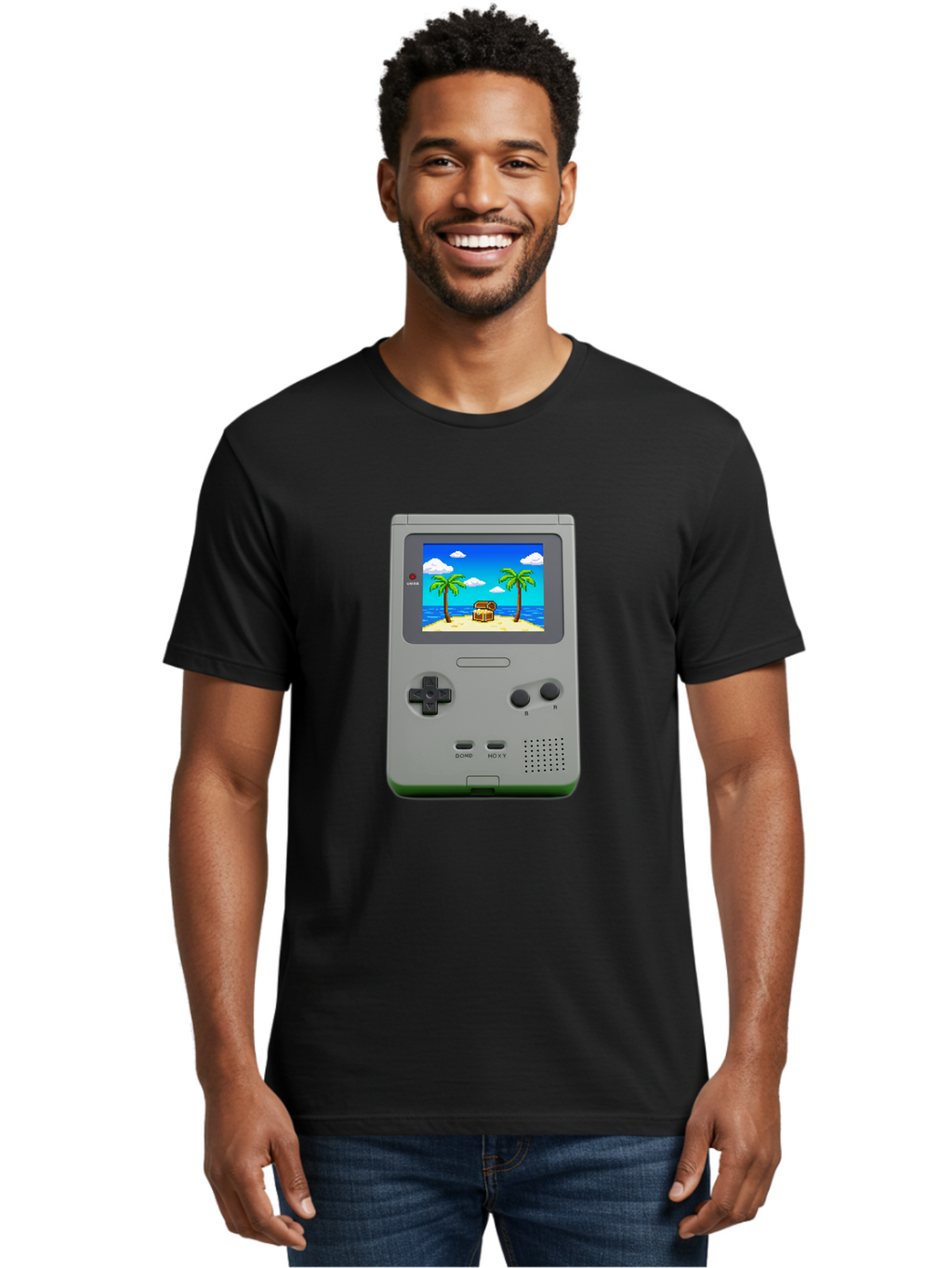 Gameboy-1 Men'S Graphic Tee, 100% Cotton, Comfortable Casual Summer Wear, Machine Washable, Vintage Camera, Old Camera, Antique Camera, Black Camera, Classic Photography, Photography Equipment, Nostalgic Device, Film Camera, Camera Art Bam474