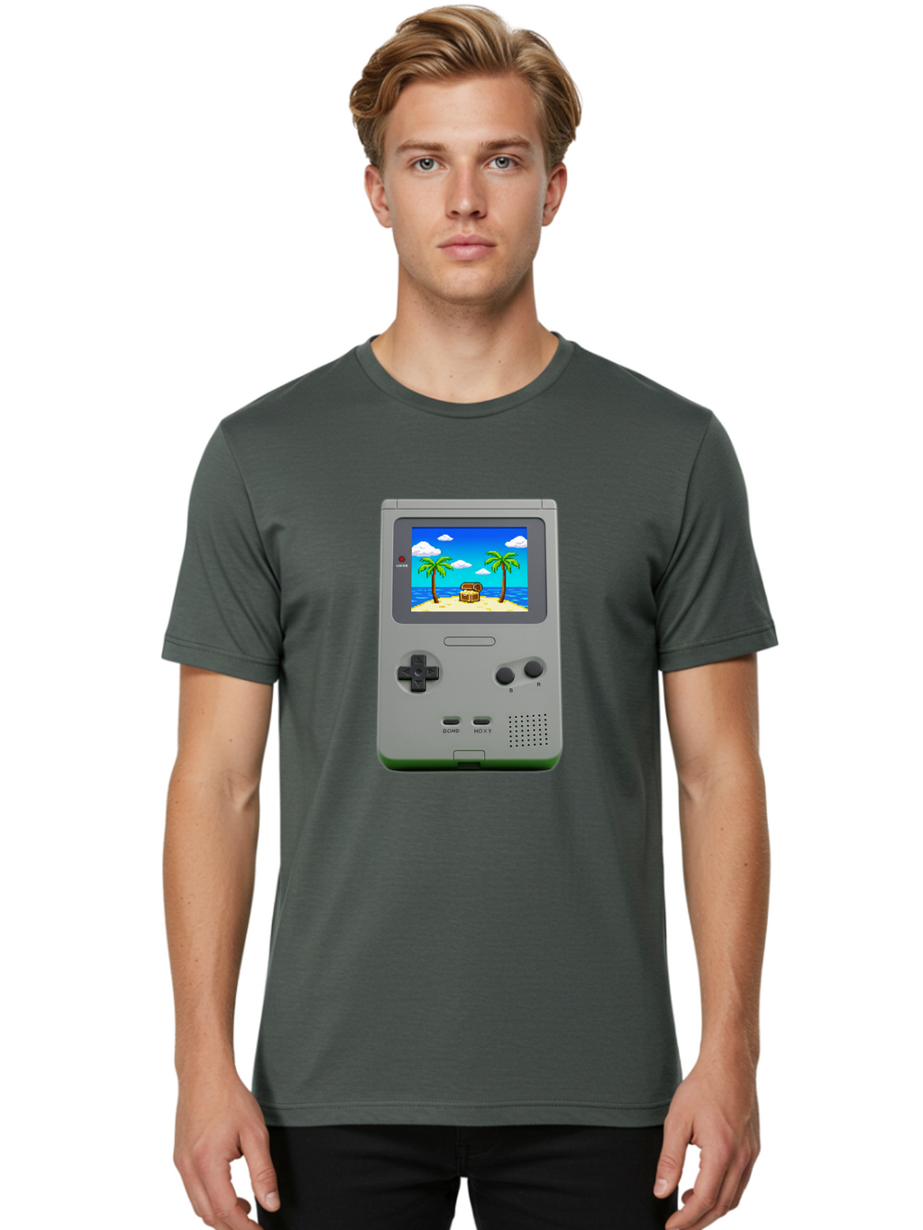 Gameboy-1 Men'S Graphic Tee, 100% Cotton, Comfortable Casual Summer Wear, Machine Washable, Vintage Camera, Old Camera, Antique Camera, Black Camera, Classic Photography, Photography Equipment, Nostalgic Device, Film Camera, Camera Art Bam474