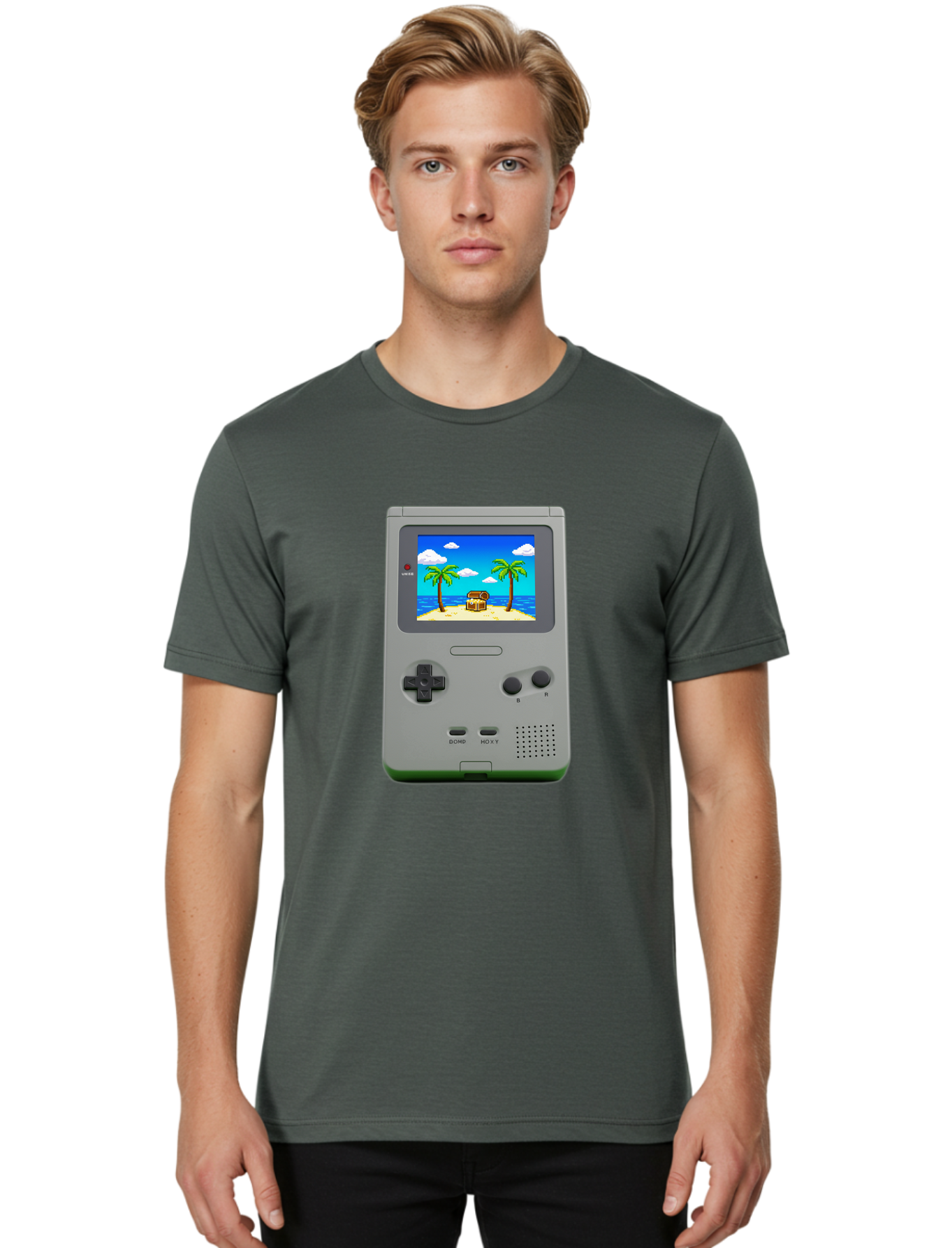 Gameboy-1 Men'S Graphic Tee, 100% Cotton, Comfortable Casual Summer Wear, Machine Washable, Vintage Camera, Old Camera, Antique Camera, Black Camera, Classic Photography, Photography Equipment, Nostalgic Device, Film Camera, Camera Art Bam474