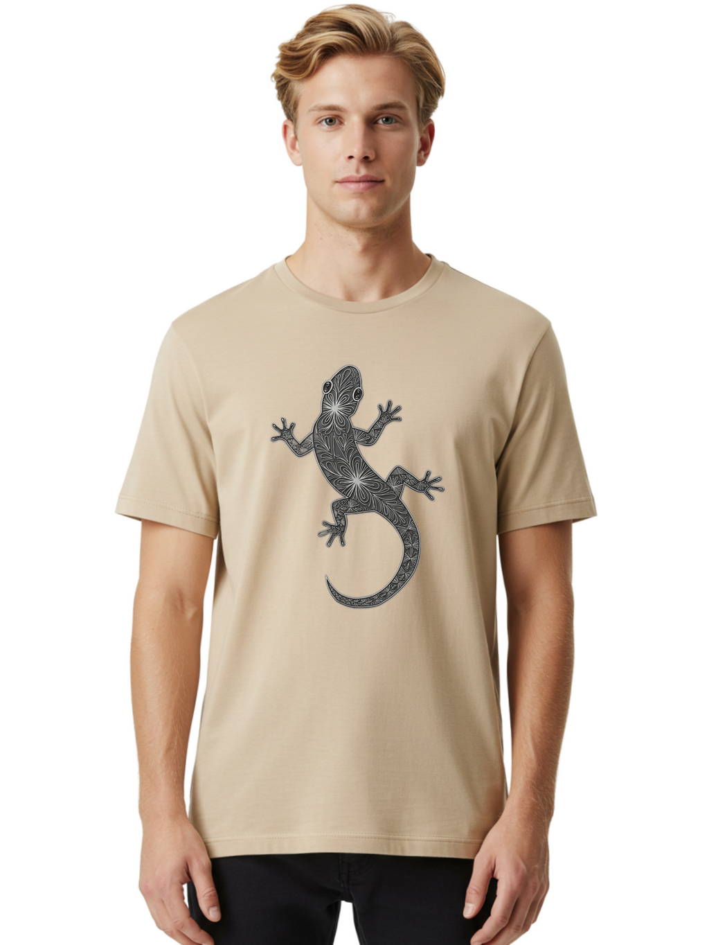 Gecko-Illustration Men'S Graphic Tee, 100% Cotton, Comfortable Casual Summer Wear, Machine Washable, Vintage Camera, Old Camera, Antique Camera, Black Camera, Classic Photography, Photography Equipment, Nostalgic Device, Film Camera, Bam480