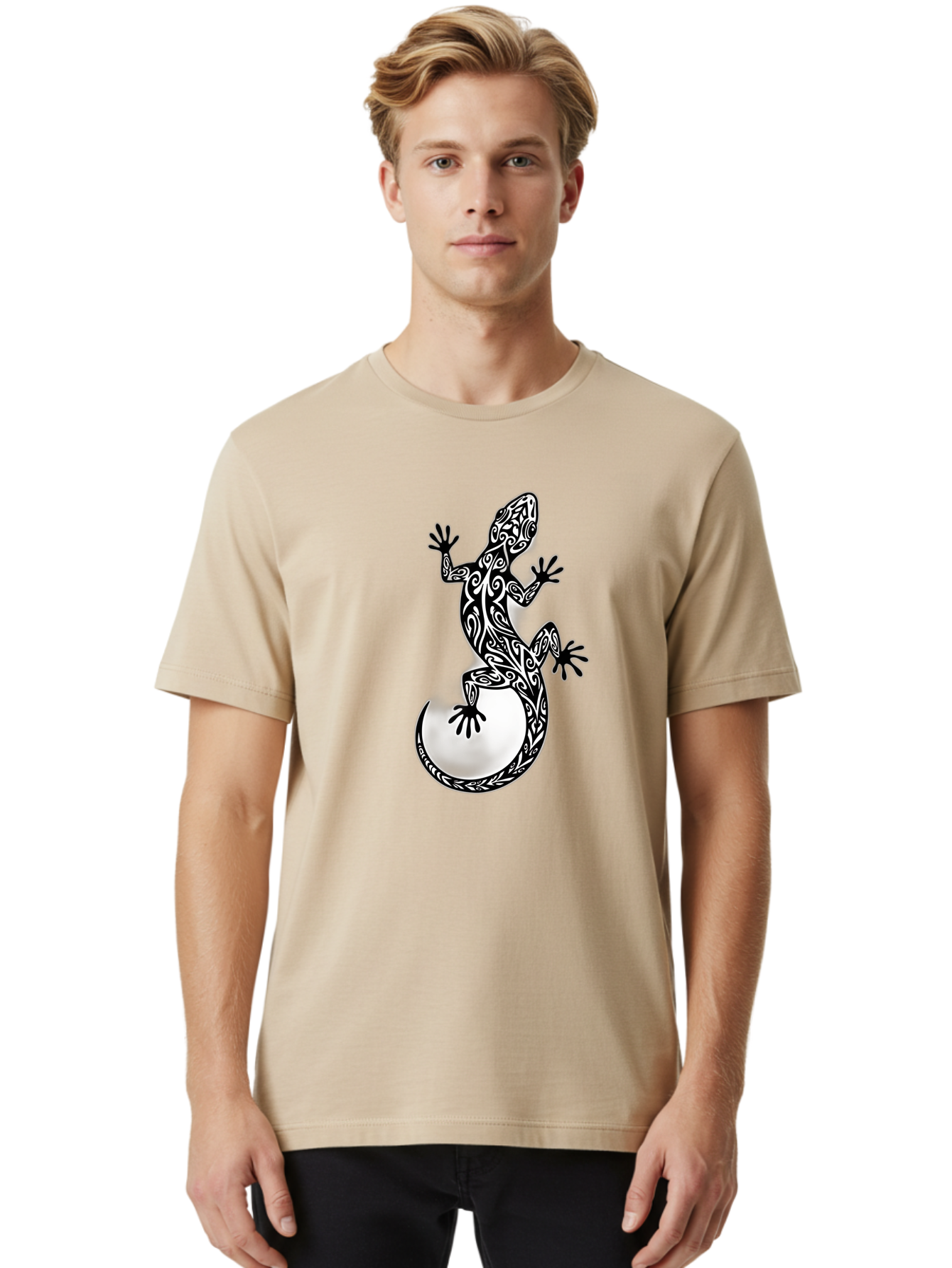 Gecko-Tribal-Art Men'S Graphic Tee, 100% Cotton, Comfortable Casual Summer Wear, Machine Washable, Vintage Camera, Old Camera, Antique Camera, Black Camera, Classic Photography, Photography Equipment, Nostalgic Device, Film Camera, Camera Art Bam481