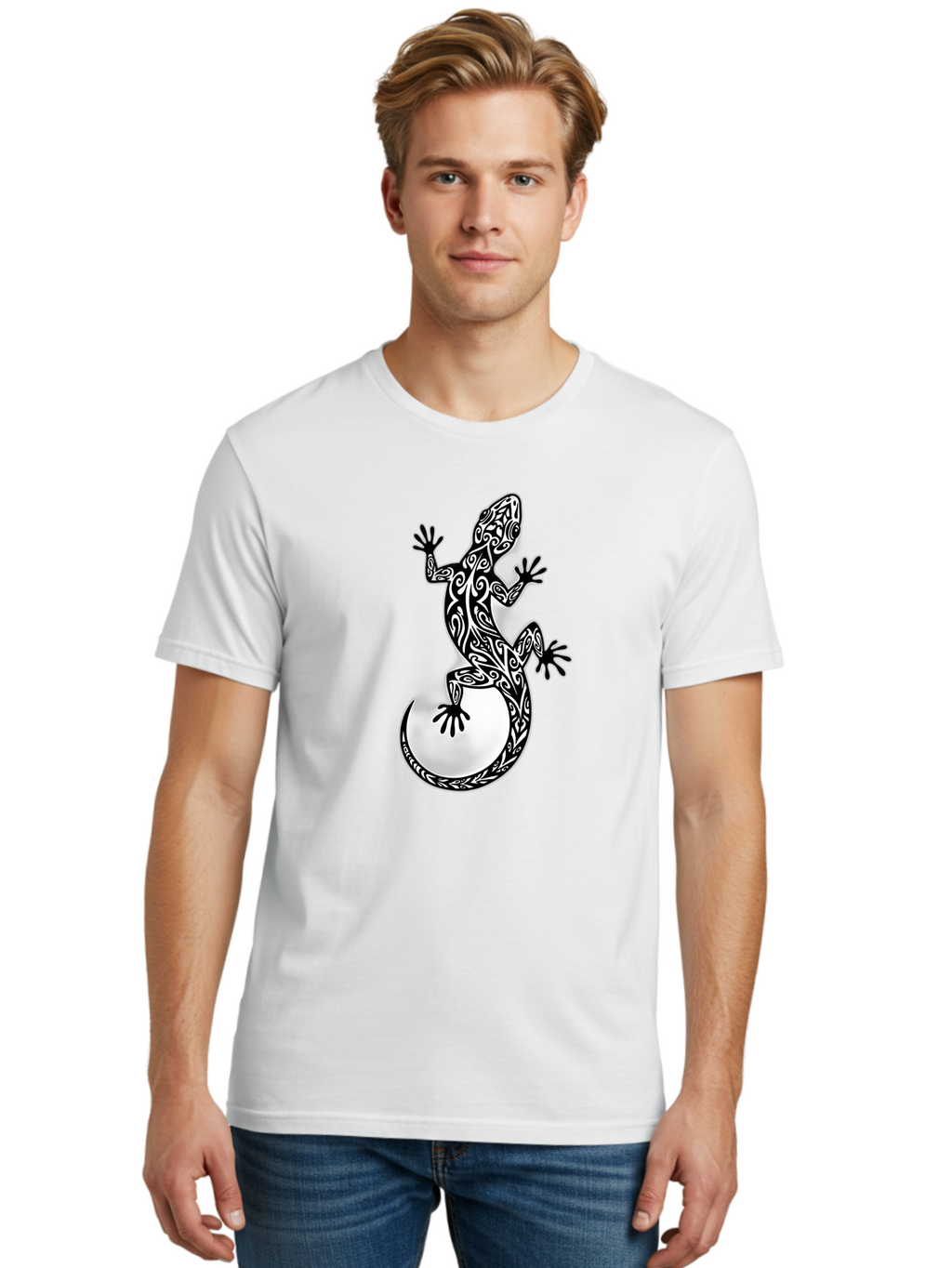 Gecko-Tribal-Art Men'S Graphic Tee, 100% Cotton, Comfortable Casual Summer Wear, Machine Washable, Vintage Camera, Old Camera, Antique Camera, Black Camera, Classic Photography, Photography Equipment, Nostalgic Device, Film Camera, Camera Art Bam481