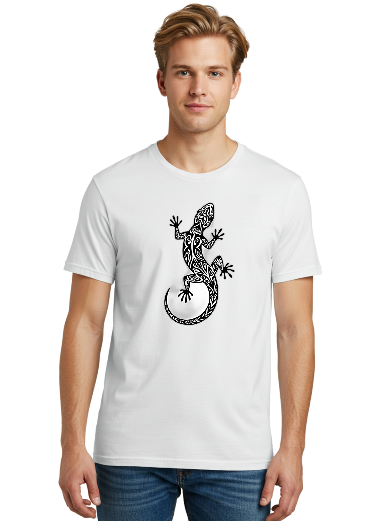 Gecko-Tribal-Art Men'S Graphic Tee, 100% Cotton, Comfortable Casual Summer Wear, Machine Washable, Vintage Camera, Old Camera, Antique Camera, Black Camera, Classic Photography, Photography Equipment, Nostalgic Device, Film Camera, Camera Art Bam481