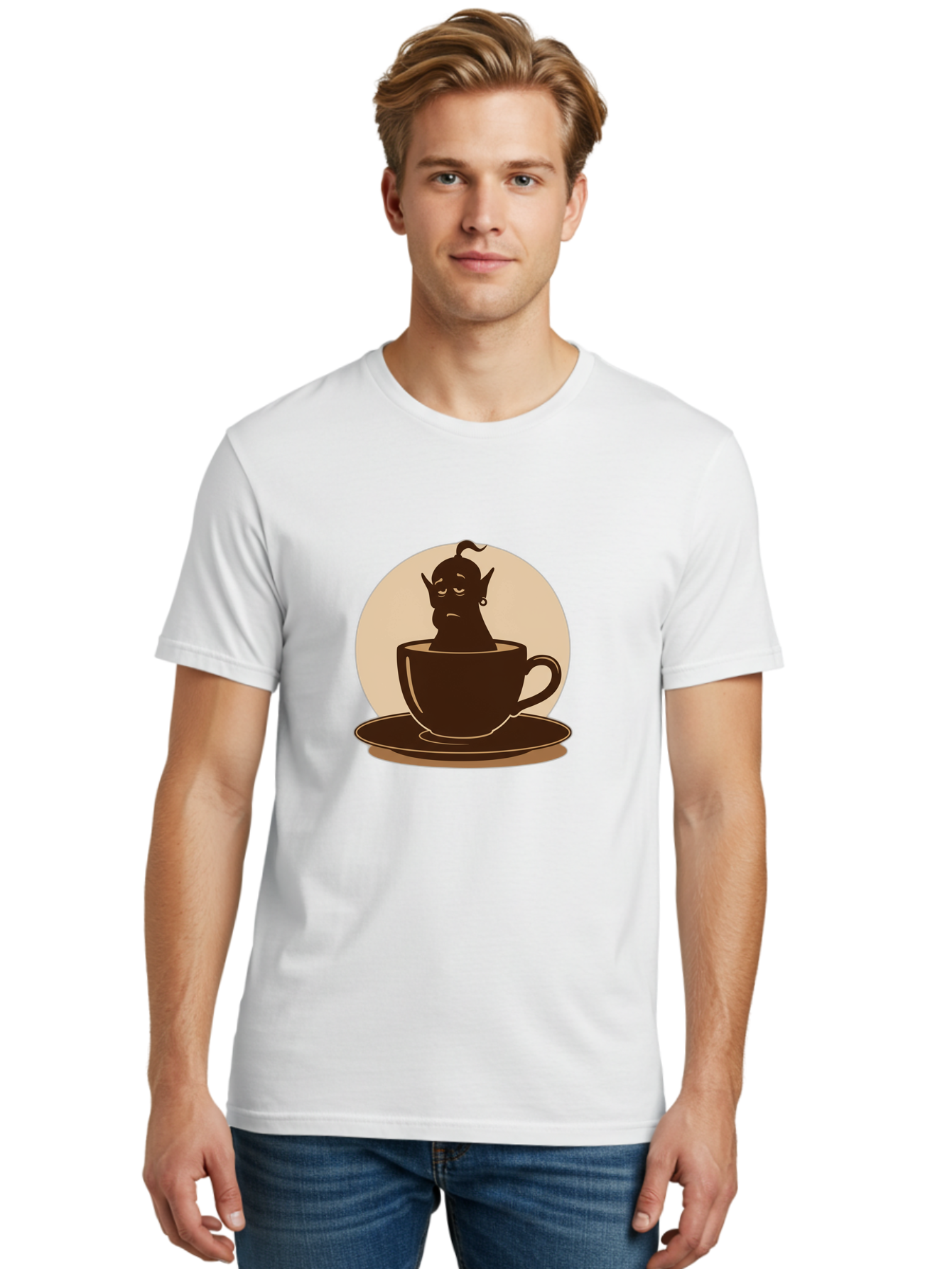 Genie-In-Coffee-Cup Men'S Graphic Tee, 100% Cotton, Comfortable Casual Summer Wear, Machine Washable, Vintage Camera, Old Camera, Antique Camera, Black Camera, Classic Photography, Photography Equipment, Nostalgic Device, Film Camera, Bam492