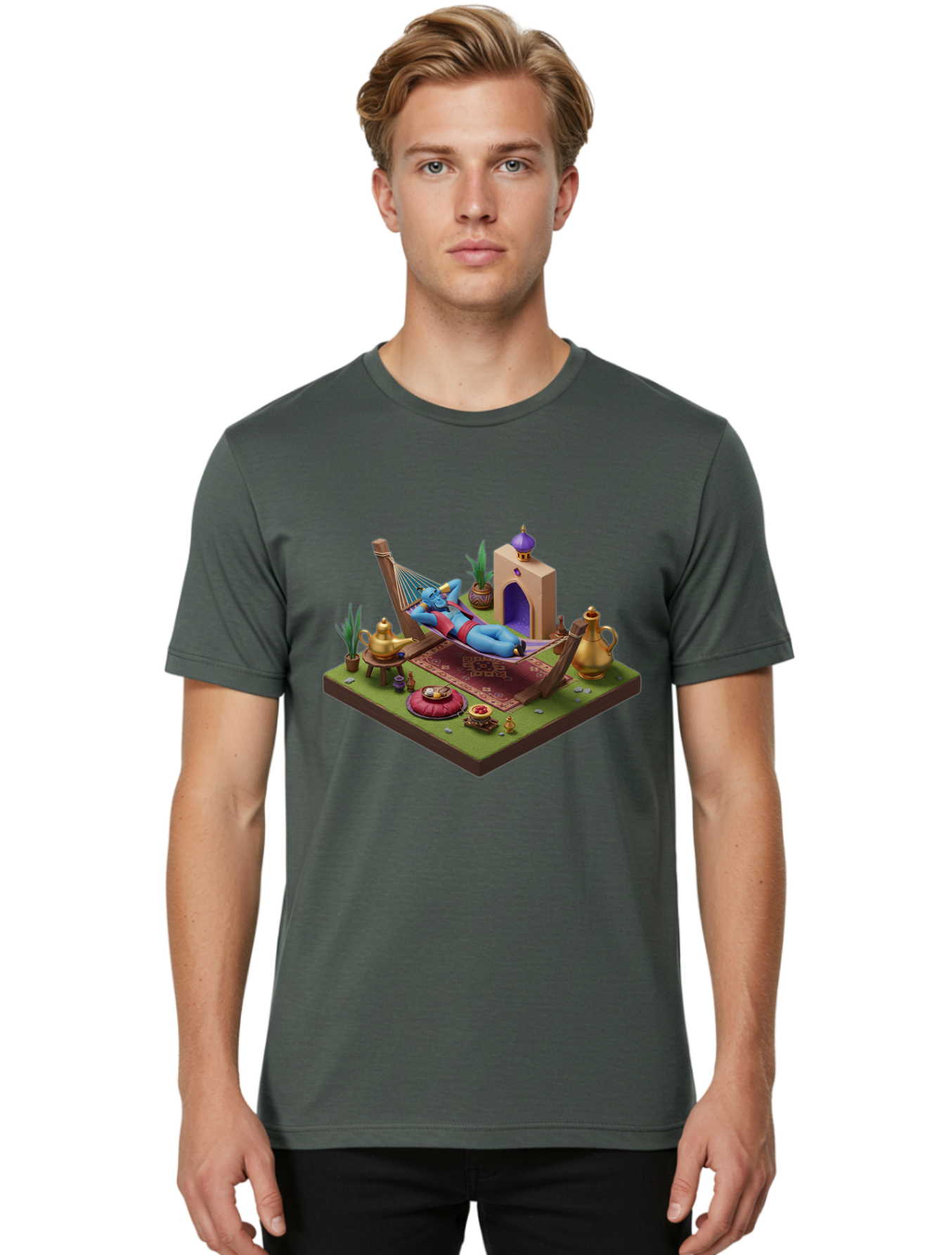 Genie-Relaxing Men'S Graphic Tee, 100% Cotton, Comfortable Casual Summer Wear, Machine Washable, Vintage Camera, Old Camera, Antique Camera, Black Camera, Classic Photography, Photography Equipment, Nostalgic Device, Film Camera, Camera Art Bam494