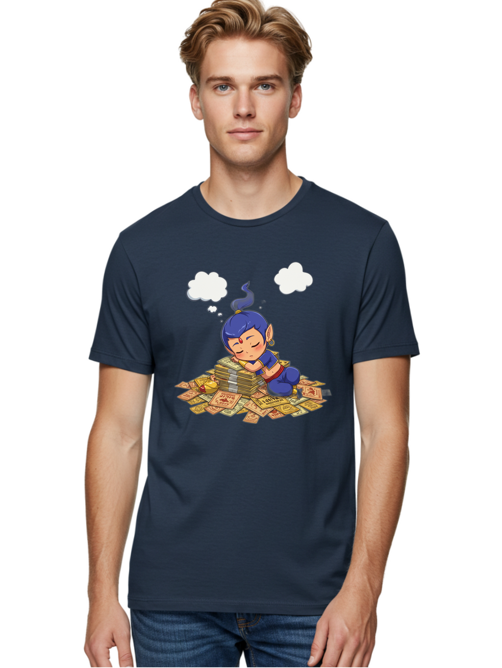Genie-Sleeping-On-Money Men'S Graphic Tee, 100% Cotton, Comfortable Casual Summer Wear, Machine Washable, Vintage Camera, Old Camera, Antique Camera, Black Camera, Classic Photography, Photography Equipment, Nostalgic Device, Film Camera, Bam495