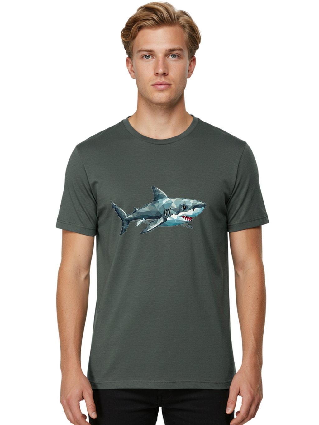 Geometric-Shark Men'S Graphic Tee, 100% Cotton, Comfortable Casual Summer Wear, Machine Washable, Vintage Camera, Old Camera, Antique Camera, Black Camera, Classic Photography, Photography Equipment, Nostalgic Device, Film Camera, Camera Art Bam501