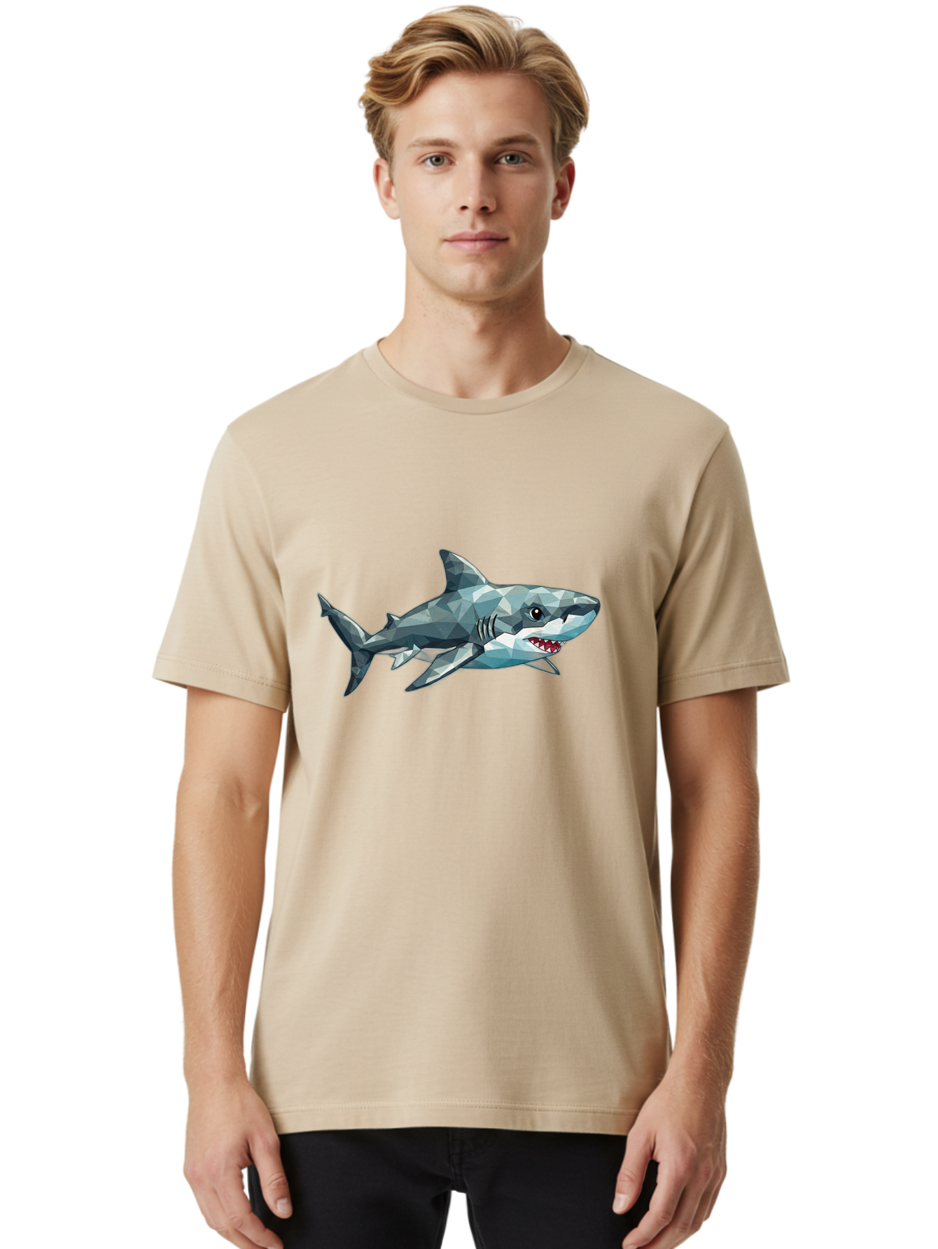 Geometric-Shark Men'S Graphic Tee, 100% Cotton, Comfortable Casual Summer Wear, Machine Washable, Vintage Camera, Old Camera, Antique Camera, Black Camera, Classic Photography, Photography Equipment, Nostalgic Device, Film Camera, Camera Art Bam501