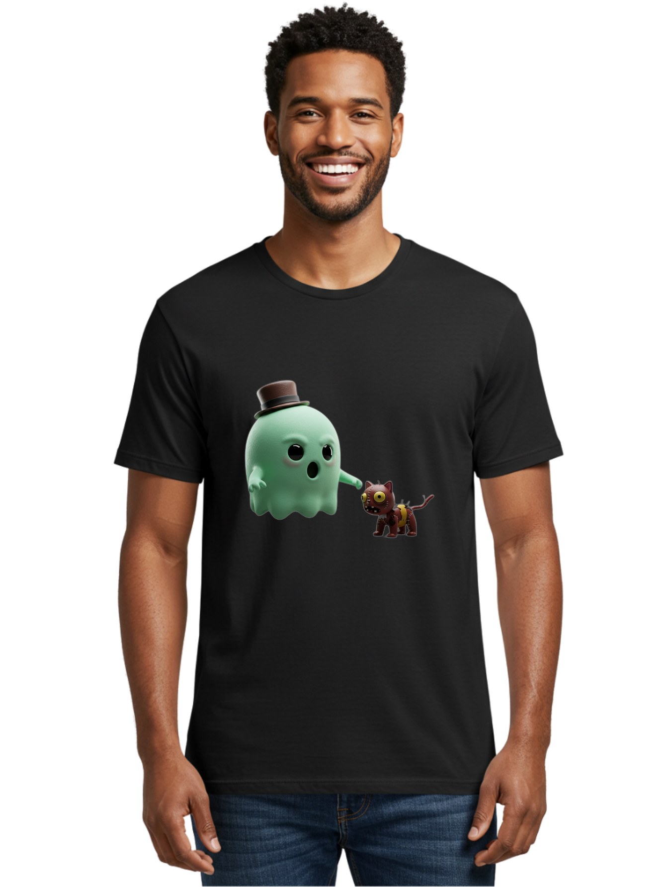 Ghost-Cat Men'S Graphic Tee, 100% Cotton, Comfortable Casual Summer Wear, Machine Washable, Vintage Camera, Old Camera, Antique Camera, Black Camera, Classic Photography, Photography Equipment, Nostalgic Device, Film Camera, Camera Art Bam510