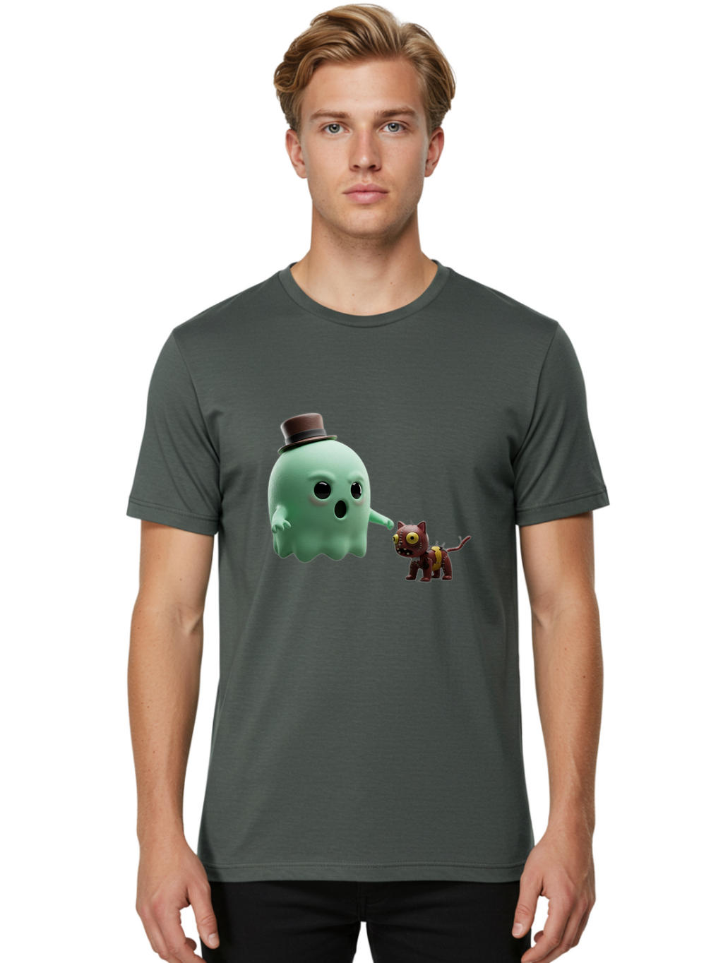 Ghost-Cat Men'S Graphic Tee, 100% Cotton, Comfortable Casual Summer Wear, Machine Washable, Vintage Camera, Old Camera, Antique Camera, Black Camera, Classic Photography, Photography Equipment, Nostalgic Device, Film Camera, Camera Art Bam510