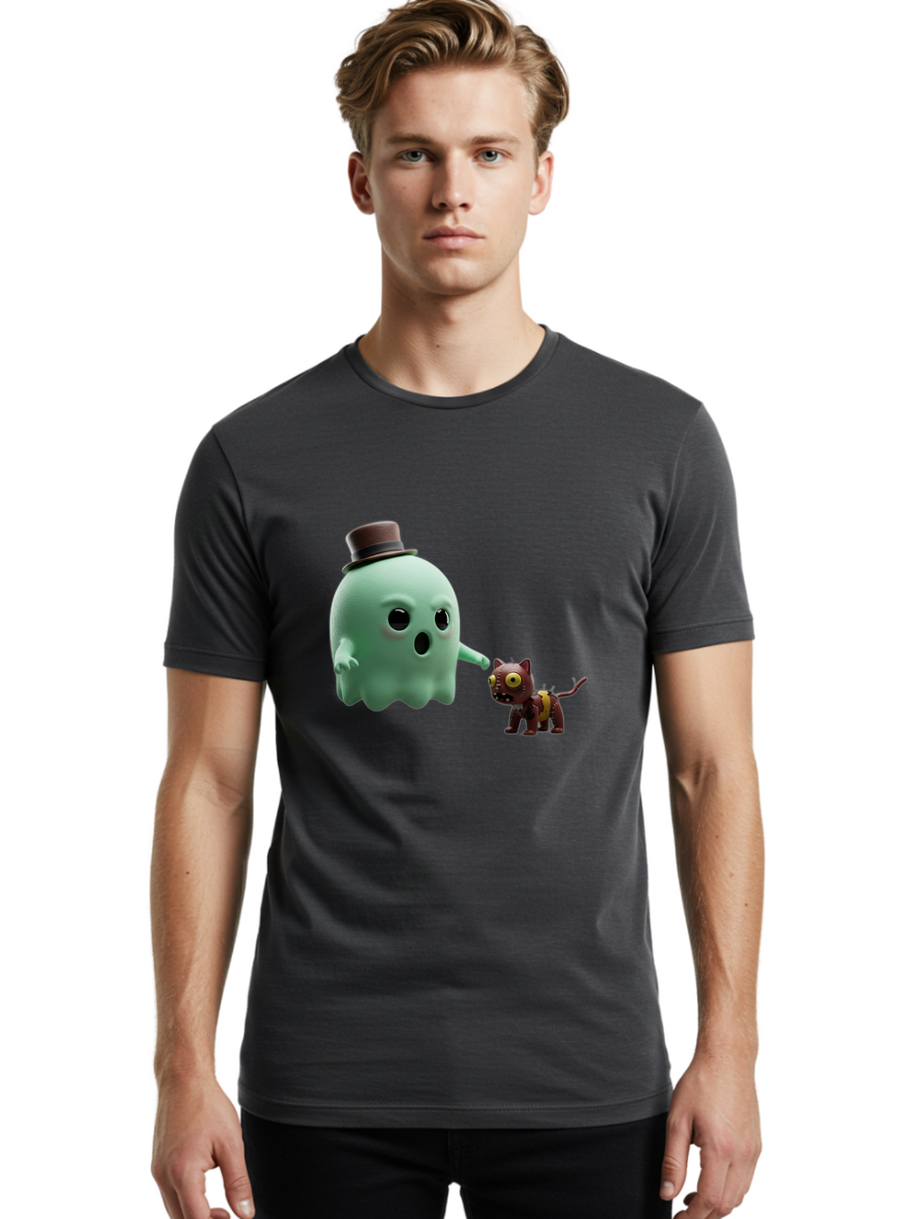 Ghost-Cat Men'S Graphic Tee, 100% Cotton, Comfortable Casual Summer Wear, Machine Washable, Vintage Camera, Old Camera, Antique Camera, Black Camera, Classic Photography, Photography Equipment, Nostalgic Device, Film Camera, Camera Art Bam510