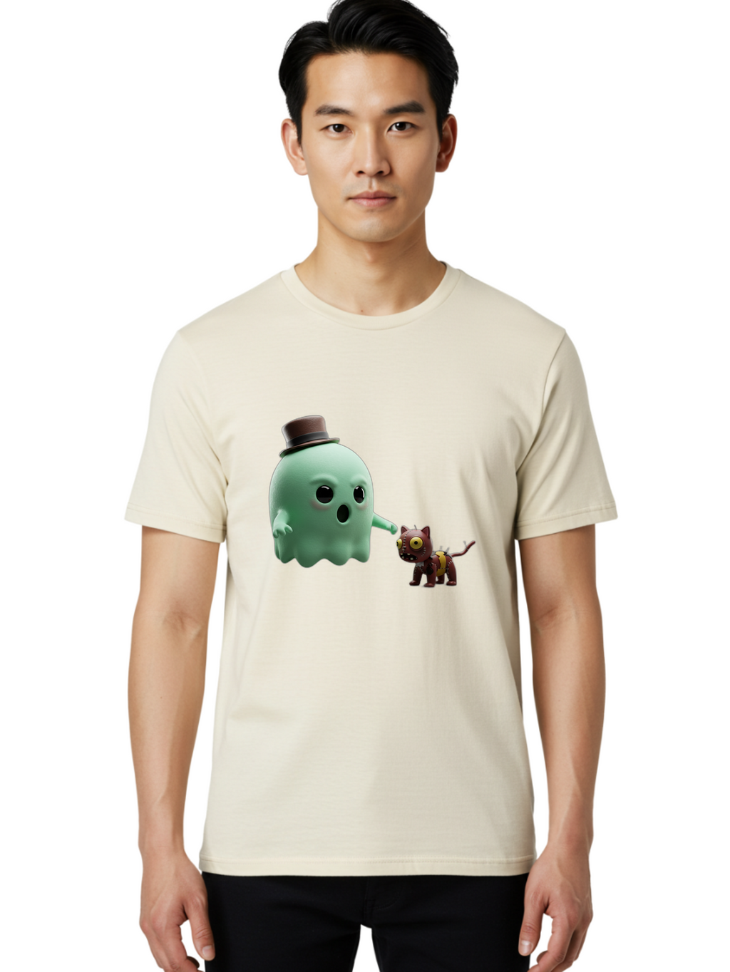 Ghost-Cat Men'S Graphic Tee, 100% Cotton, Comfortable Casual Summer Wear, Machine Washable, Vintage Camera, Old Camera, Antique Camera, Black Camera, Classic Photography, Photography Equipment, Nostalgic Device, Film Camera, Camera Art Bam510