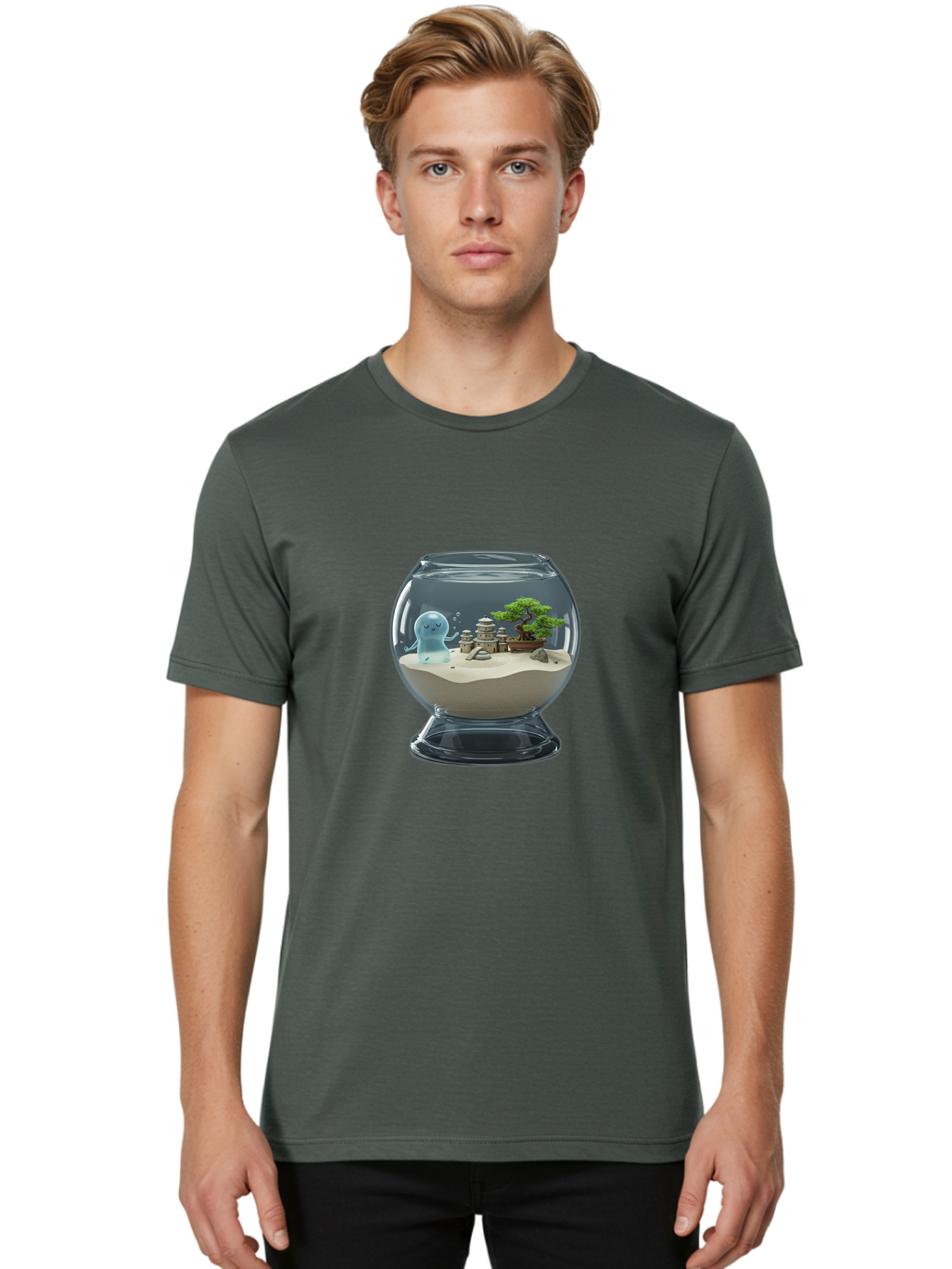 Ghost-In-Glass-Terrarium Men'S Graphic Tee, 100% Cotton, Comfortable Casual Summer Wear, Machine Washable, Vintage Camera, Old Camera, Antique Camera, Black Camera, Classic Photography, Photography Equipment, Nostalgic Device, Film Camera, Bam515