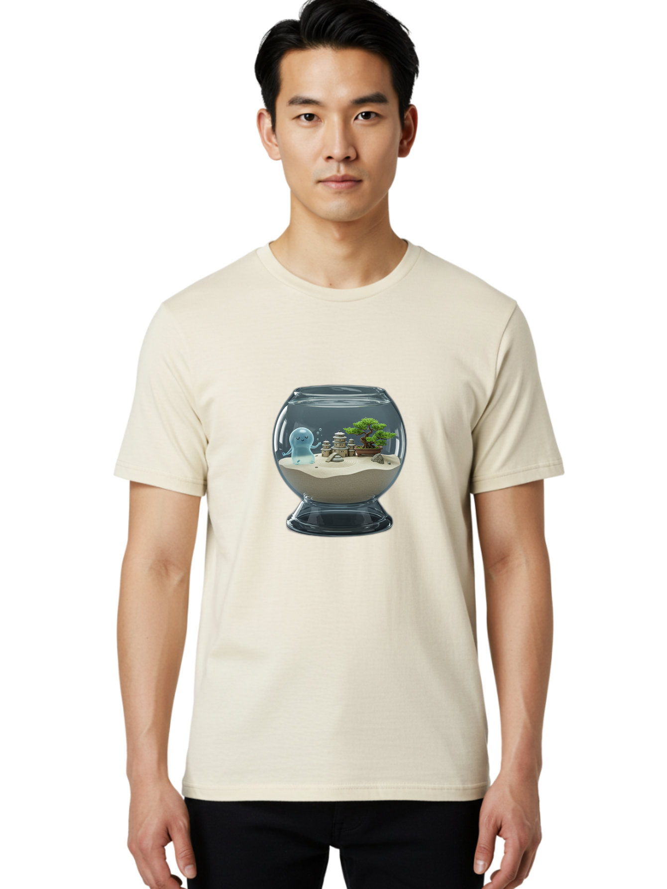 Ghost-In-Glass-Terrarium Men'S Graphic Tee, 100% Cotton, Comfortable Casual Summer Wear, Machine Washable, Vintage Camera, Old Camera, Antique Camera, Black Camera, Classic Photography, Photography Equipment, Nostalgic Device, Film Camera, Bam515