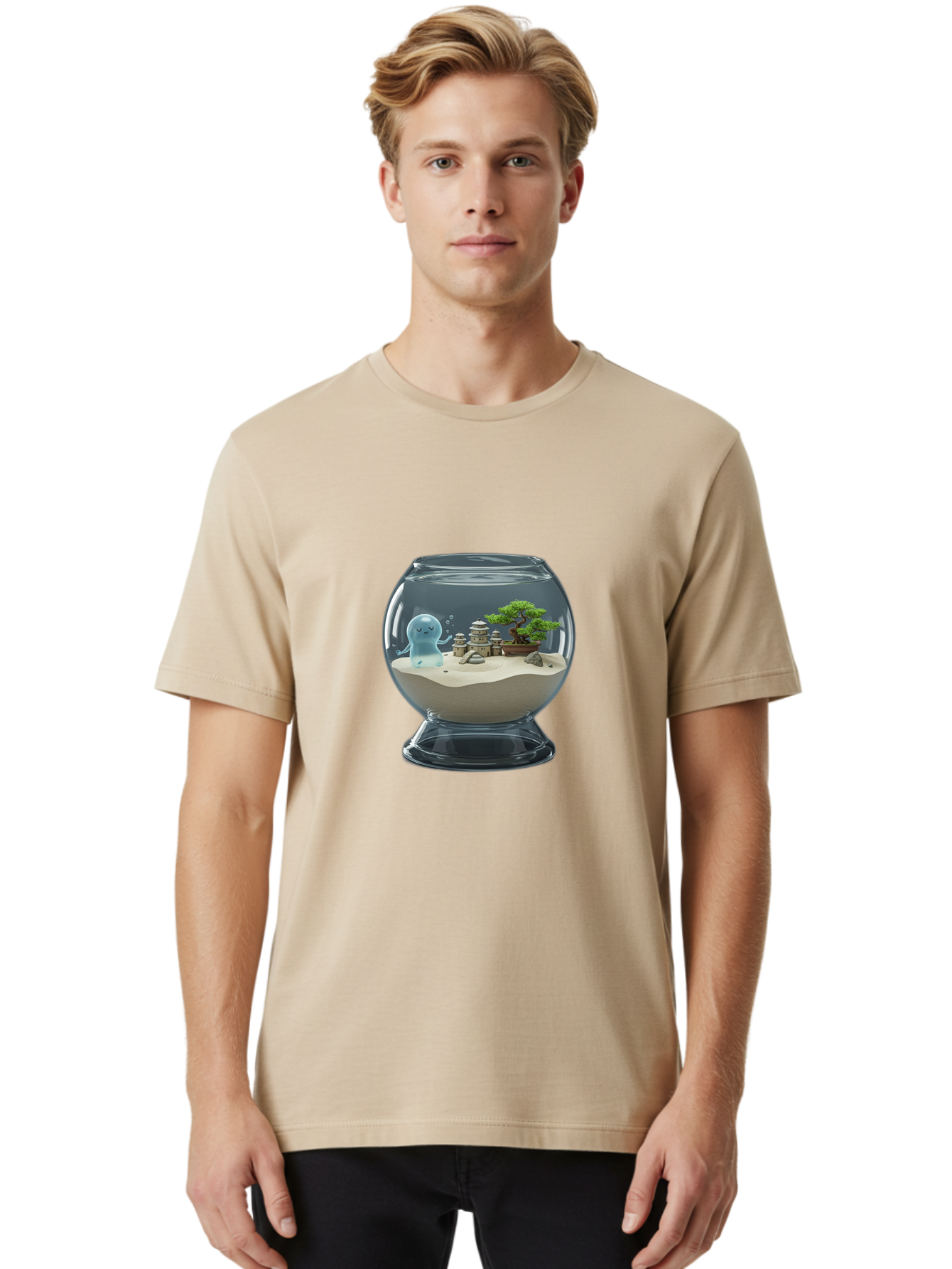Ghost-In-Glass-Terrarium Men'S Graphic Tee, 100% Cotton, Comfortable Casual Summer Wear, Machine Washable, Vintage Camera, Old Camera, Antique Camera, Black Camera, Classic Photography, Photography Equipment, Nostalgic Device, Film Camera, Bam515