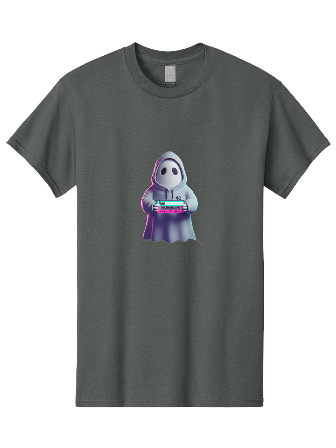 Ghost-In-Hooded-Robe-Holding-Synthesizer Men'S Graphic Tee, 100% Cotton, Comfortable Casual Summer Wear, Machine Washable, Vintage Camera, Old Camera, Antique Camera, Black Camera, Classic Photography, Photography Equipment, Nostalgic Device, Bam516
