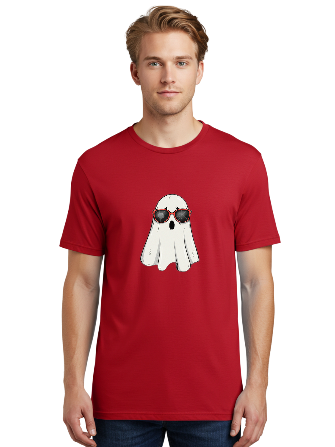 Ghost-In-Red-Sunglasses Men'S Graphic Tee, 100% Cotton, Comfortable Casual Summer Wear, Machine Washable, Vintage Camera, Old Camera, Antique Camera, Black Camera, Classic Photography, Photography Equipment, Nostalgic Device, Film Camera, Bam517