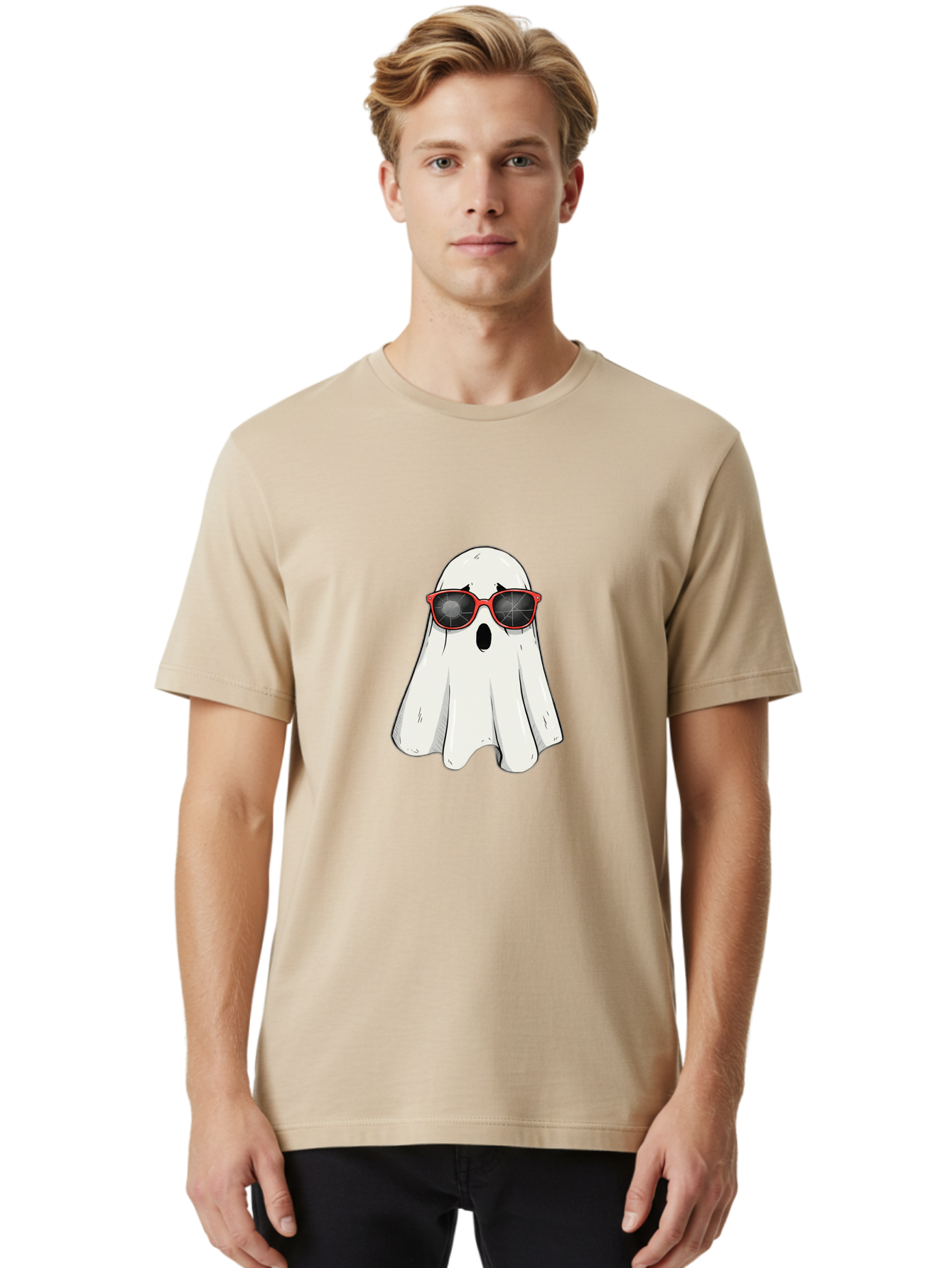 Ghost-In-Red-Sunglasses Men'S Graphic Tee, 100% Cotton, Comfortable Casual Summer Wear, Machine Washable, Vintage Camera, Old Camera, Antique Camera, Black Camera, Classic Photography, Photography Equipment, Nostalgic Device, Film Camera, Bam517