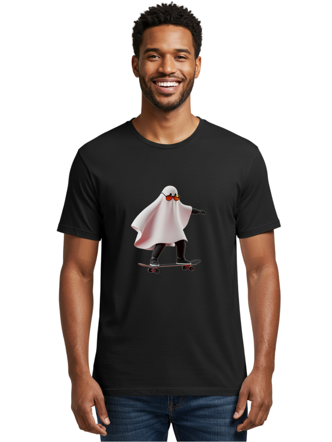 Ghost-On-Skateboard Men'S Graphic Tee, 100% Cotton, Comfortable Casual Summer Wear, Machine Washable, Vintage Camera, Old Camera, Antique Camera, Black Camera, Classic Photography, Photography Equipment, Nostalgic Device, Film Camera, Bam520