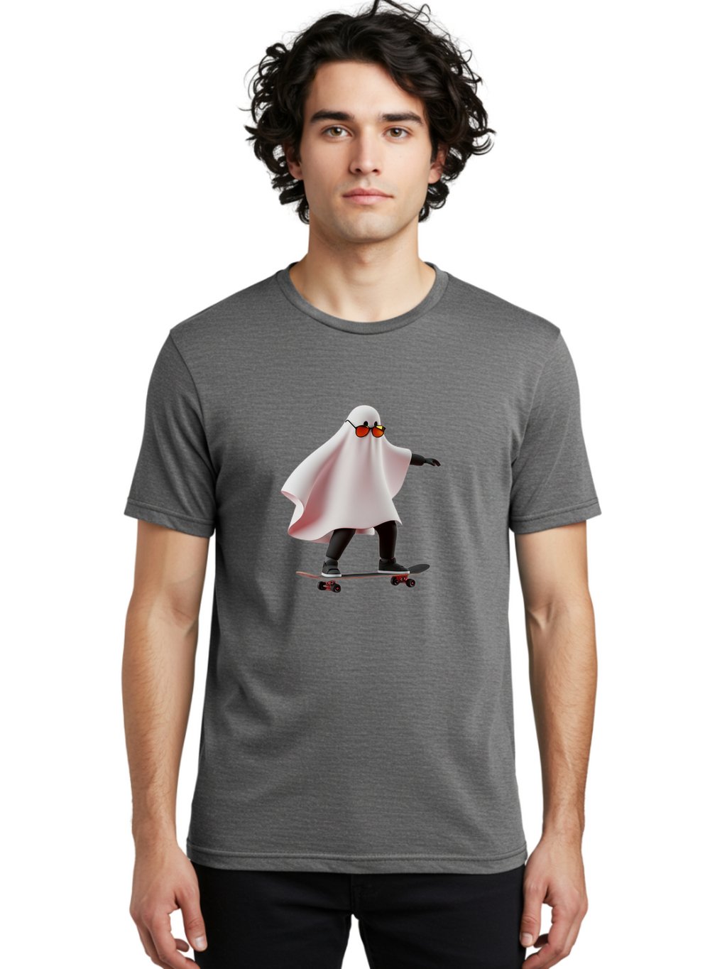 Ghost-On-Skateboard Men'S Graphic Tee, 100% Cotton, Comfortable Casual Summer Wear, Machine Washable, Vintage Camera, Old Camera, Antique Camera, Black Camera, Classic Photography, Photography Equipment, Nostalgic Device, Film Camera, Bam520