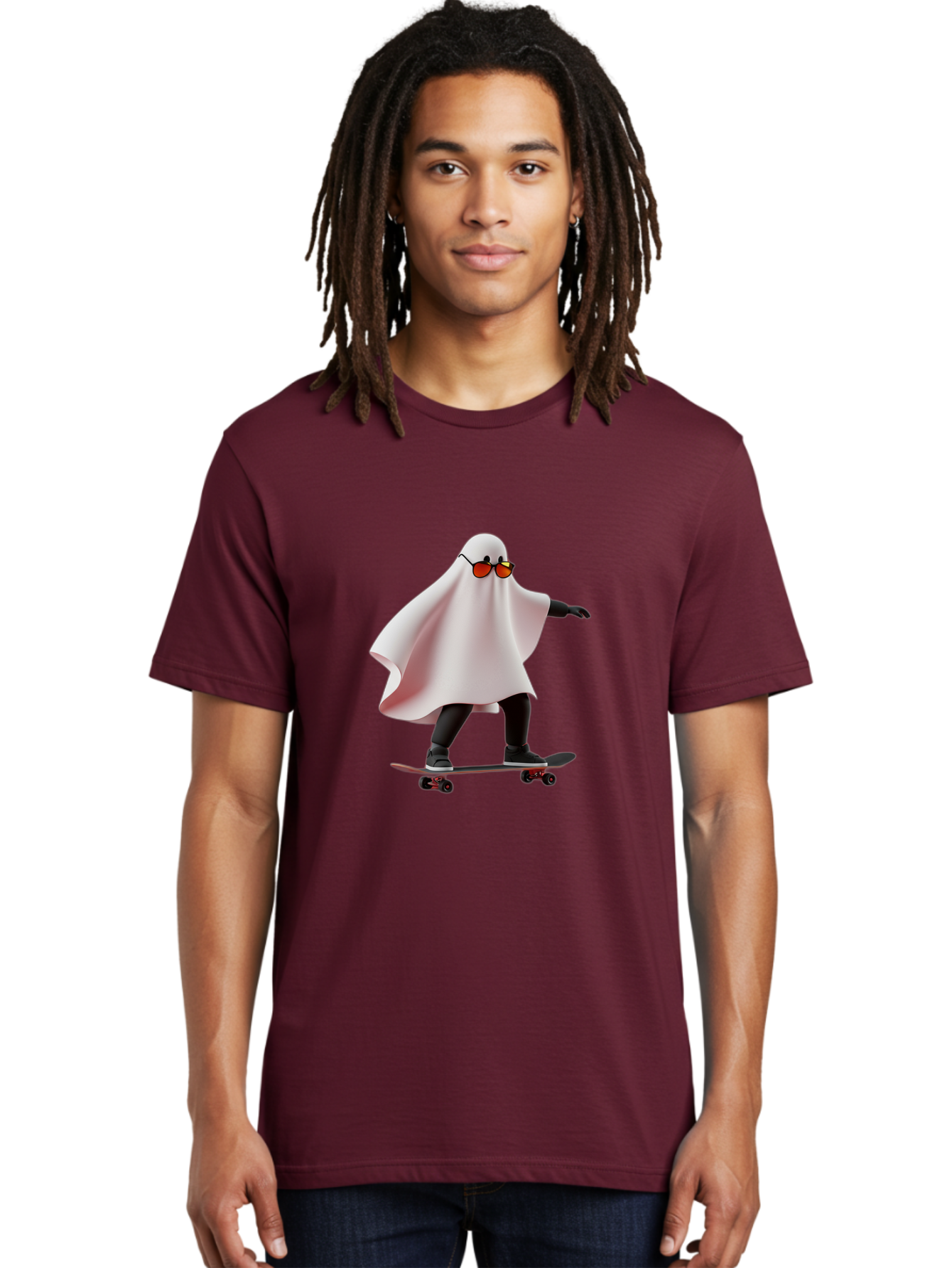Ghost-On-Skateboard Men'S Graphic Tee, 100% Cotton, Comfortable Casual Summer Wear, Machine Washable, Vintage Camera, Old Camera, Antique Camera, Black Camera, Classic Photography, Photography Equipment, Nostalgic Device, Film Camera, Bam520