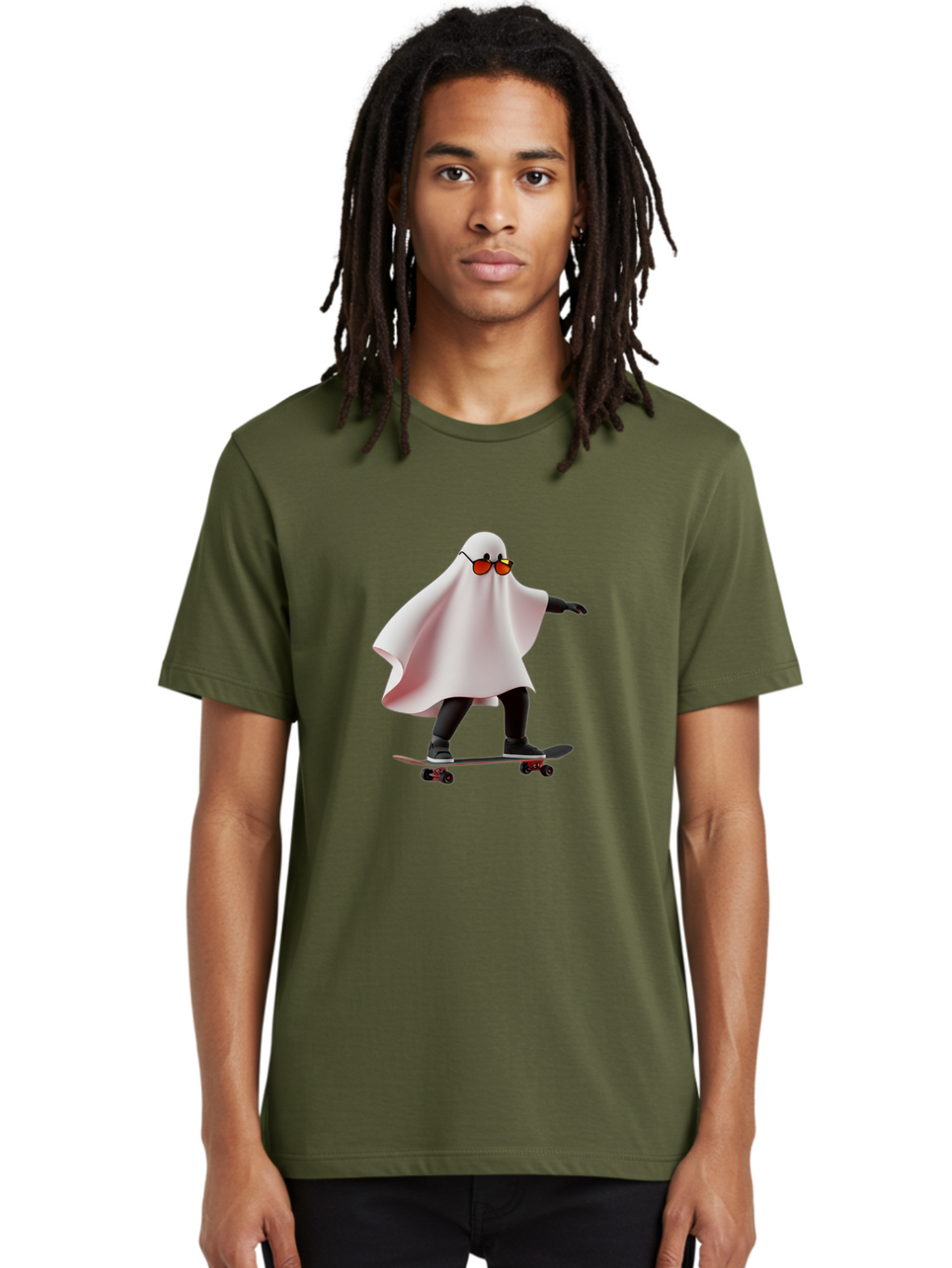 Ghost-On-Skateboard Men'S Graphic Tee, 100% Cotton, Comfortable Casual Summer Wear, Machine Washable, Vintage Camera, Old Camera, Antique Camera, Black Camera, Classic Photography, Photography Equipment, Nostalgic Device, Film Camera, Bam520