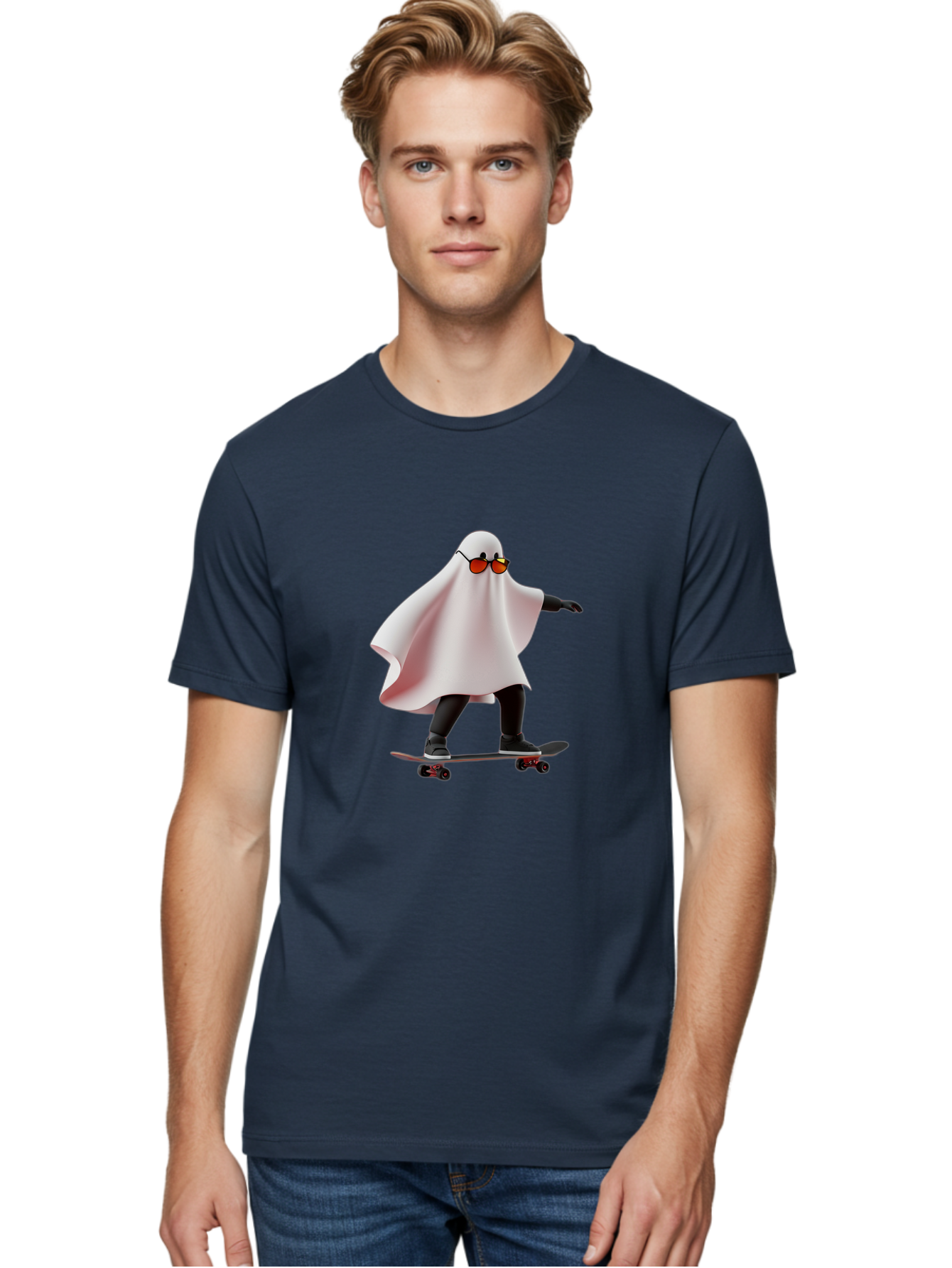 Ghost-On-Skateboard Men'S Graphic Tee, 100% Cotton, Comfortable Casual Summer Wear, Machine Washable, Vintage Camera, Old Camera, Antique Camera, Black Camera, Classic Photography, Photography Equipment, Nostalgic Device, Film Camera, Bam520