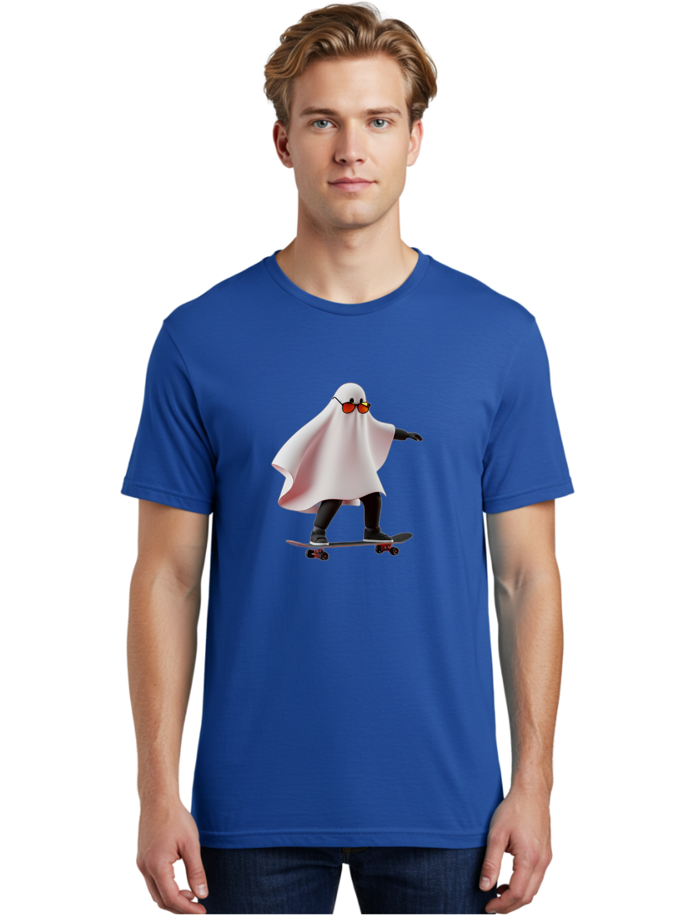 Ghost-On-Skateboard Men'S Graphic Tee, 100% Cotton, Comfortable Casual Summer Wear, Machine Washable, Vintage Camera, Old Camera, Antique Camera, Black Camera, Classic Photography, Photography Equipment, Nostalgic Device, Film Camera, Bam520