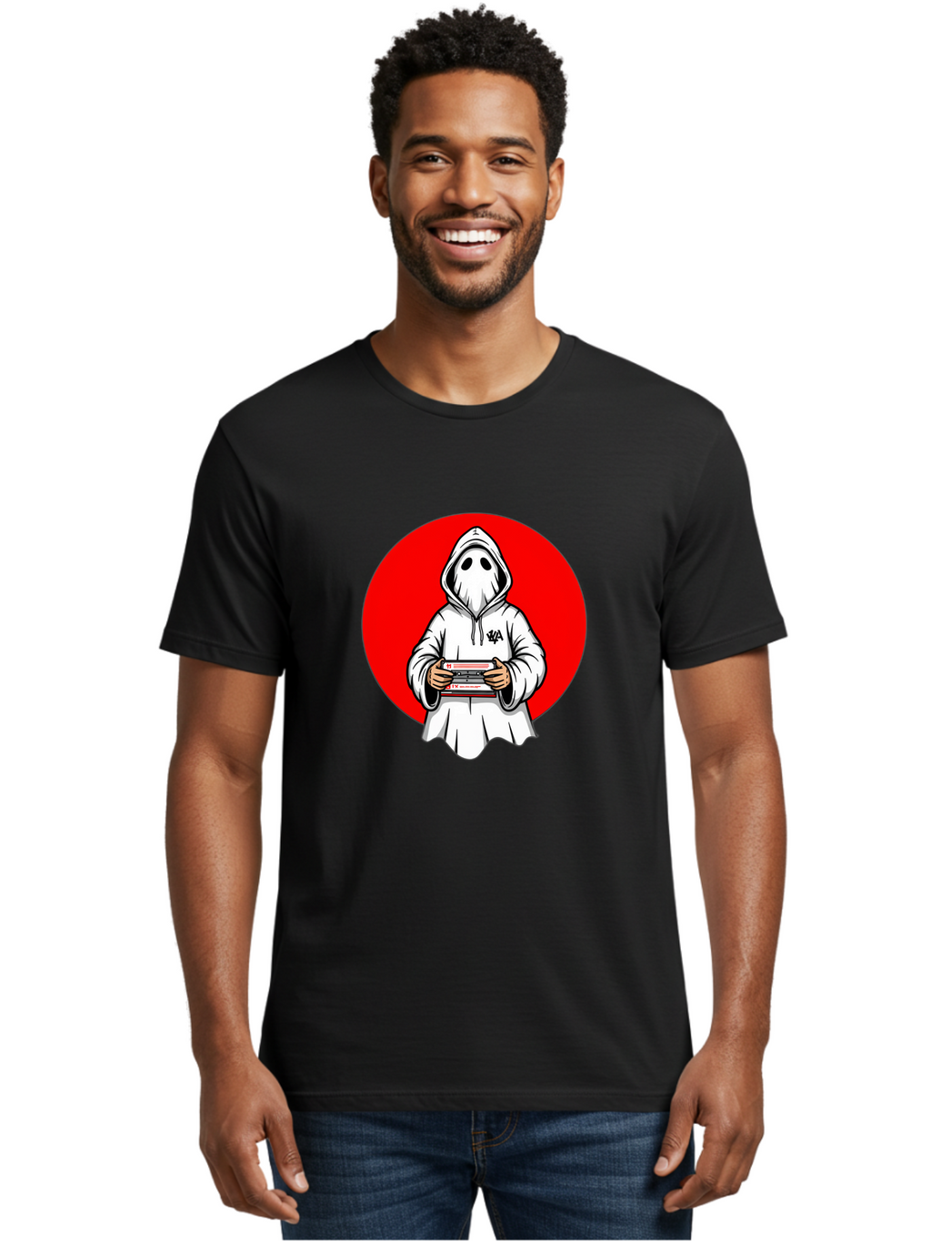 Ghost-Playing-Game Men'S Graphic Tee, 100% Cotton, Comfortable Casual Summer Wear, Machine Washable, Vintage Camera, Old Camera, Antique Camera, Black Camera, Classic Photography, Photography Equipment, Nostalgic Device, Film Camera, Bam521