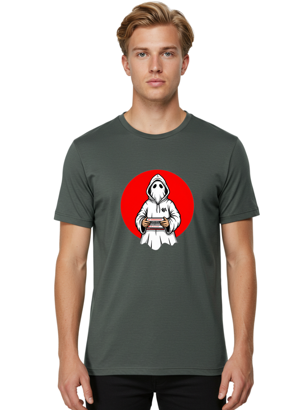 Ghost-Playing-Game Men'S Graphic Tee, 100% Cotton, Comfortable Casual Summer Wear, Machine Washable, Vintage Camera, Old Camera, Antique Camera, Black Camera, Classic Photography, Photography Equipment, Nostalgic Device, Film Camera, Bam521