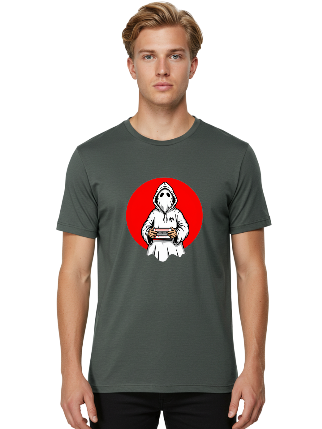 Ghost-Playing-Game Men'S Graphic Tee, 100% Cotton, Comfortable Casual Summer Wear, Machine Washable, Vintage Camera, Old Camera, Antique Camera, Black Camera, Classic Photography, Photography Equipment, Nostalgic Device, Film Camera, Bam521