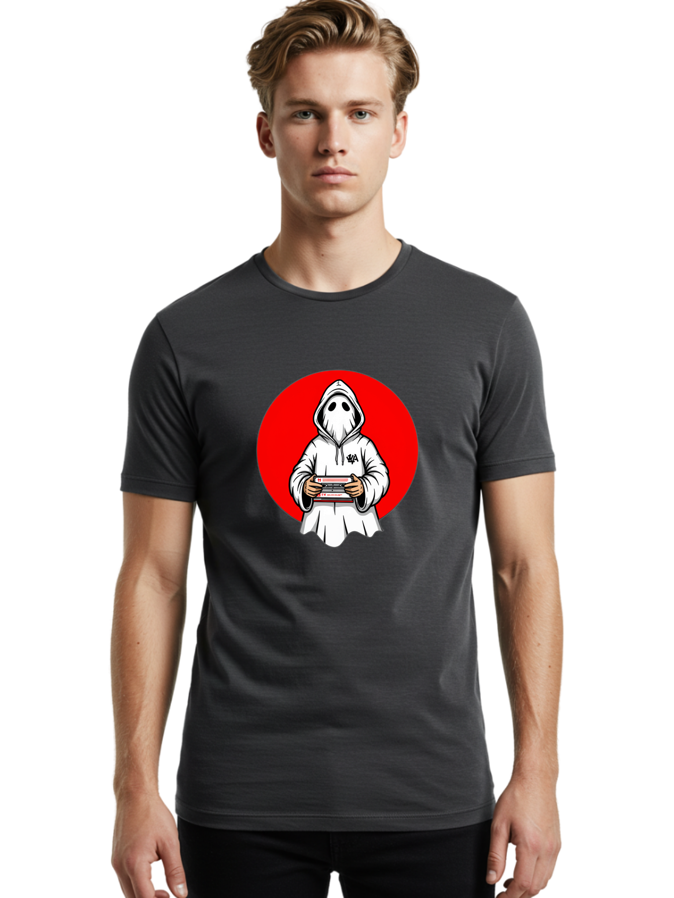 Ghost-Playing-Game Men'S Graphic Tee, 100% Cotton, Comfortable Casual Summer Wear, Machine Washable, Vintage Camera, Old Camera, Antique Camera, Black Camera, Classic Photography, Photography Equipment, Nostalgic Device, Film Camera, Bam521