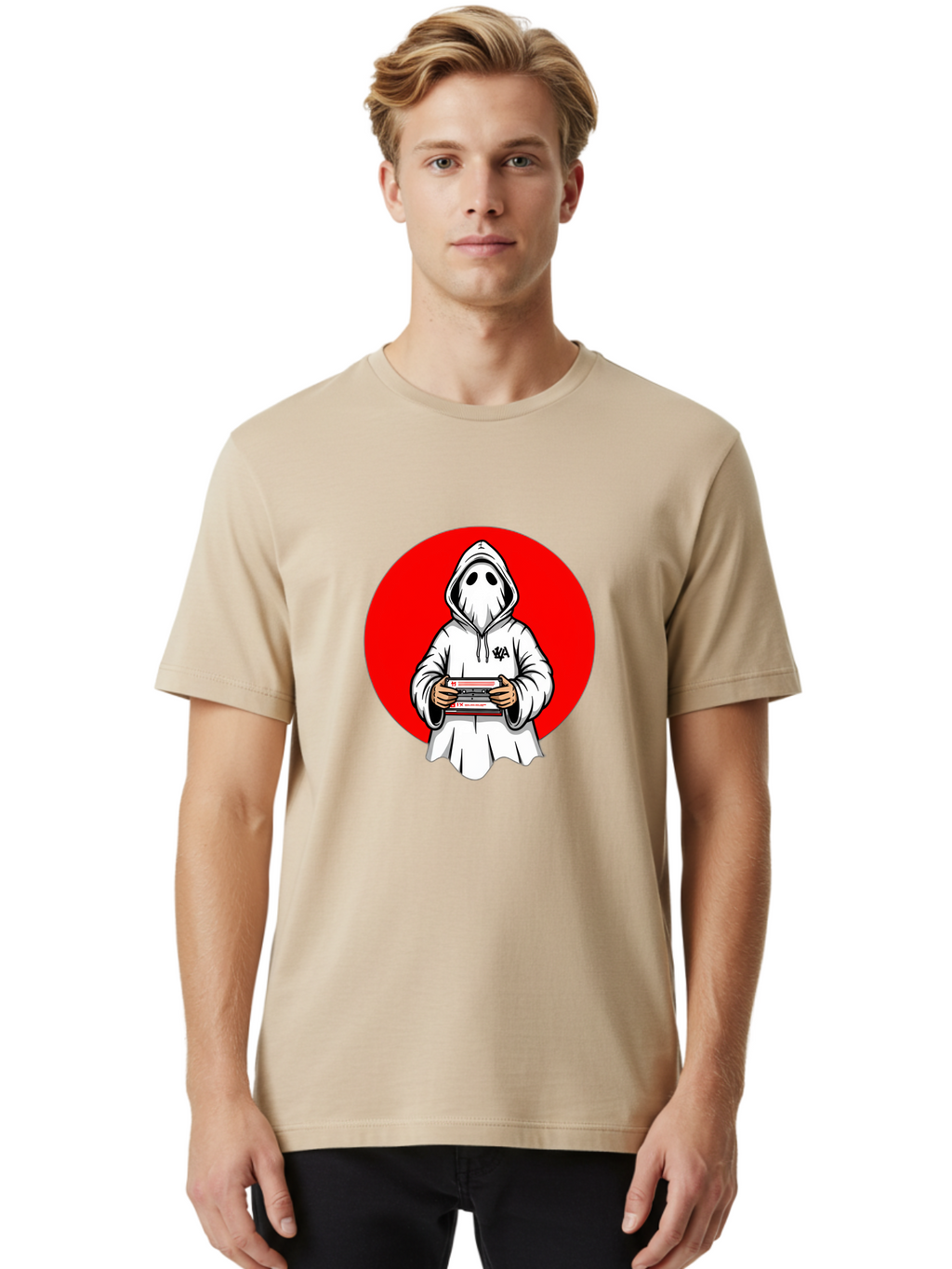 Ghost-Playing-Game Men'S Graphic Tee, 100% Cotton, Comfortable Casual Summer Wear, Machine Washable, Vintage Camera, Old Camera, Antique Camera, Black Camera, Classic Photography, Photography Equipment, Nostalgic Device, Film Camera, Bam521