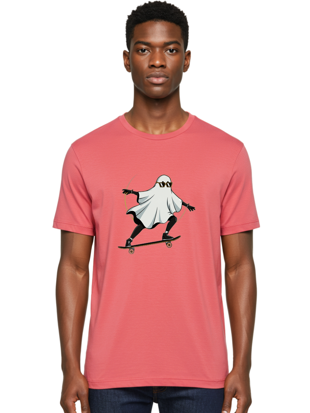 Ghost-Skateboarder-2 Men'S Graphic Tee, 100% Cotton, Comfortable Casual Summer Wear, Machine Washable, Vintage Camera, Old Camera, Antique Camera, Black Camera, Classic Photography, Photography Equipment, Nostalgic Device, Film Camera, Bam524