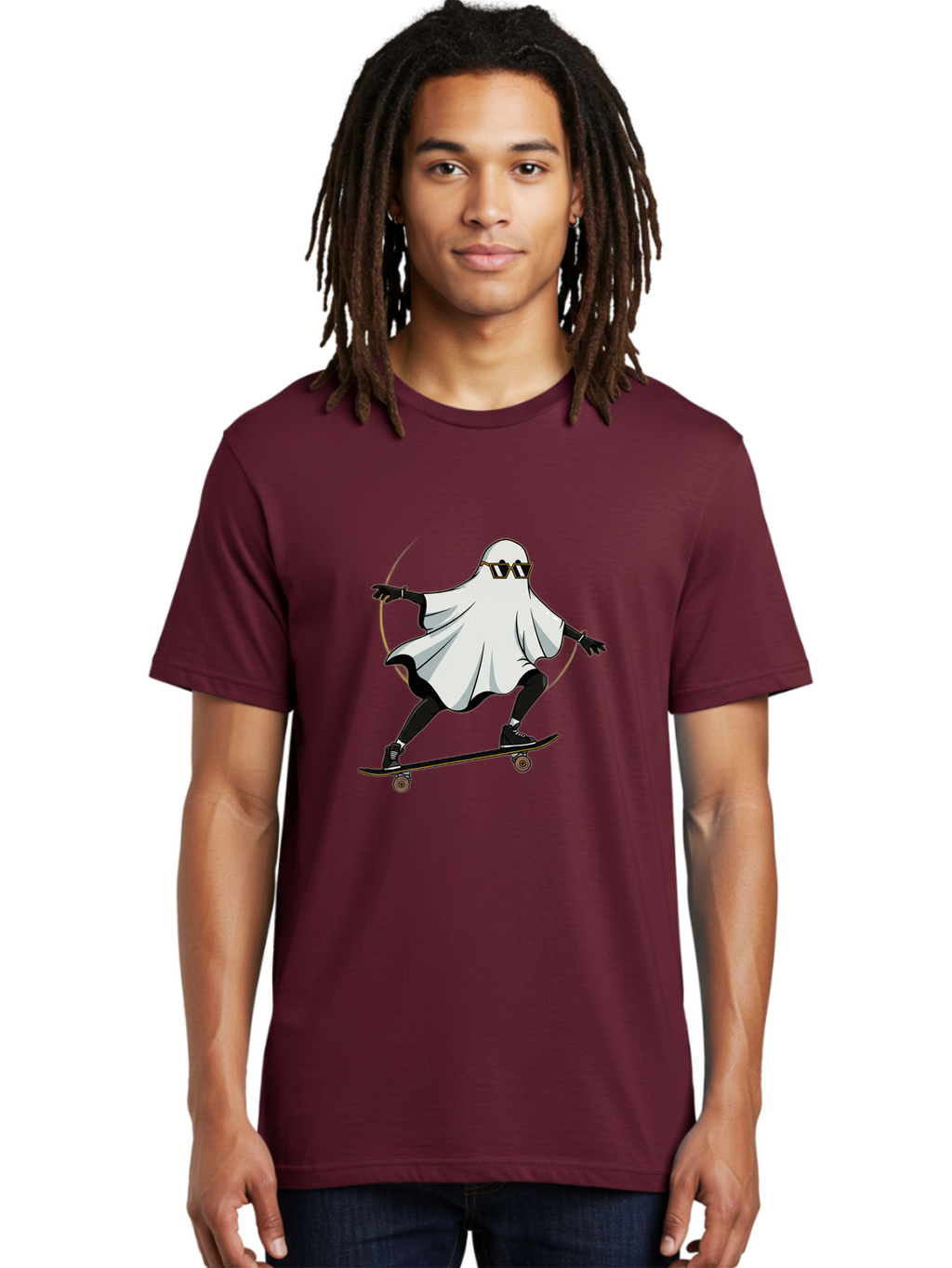 Ghost-Skateboarder-2 Men'S Graphic Tee, 100% Cotton, Comfortable Casual Summer Wear, Machine Washable, Vintage Camera, Old Camera, Antique Camera, Black Camera, Classic Photography, Photography Equipment, Nostalgic Device, Film Camera, Bam524