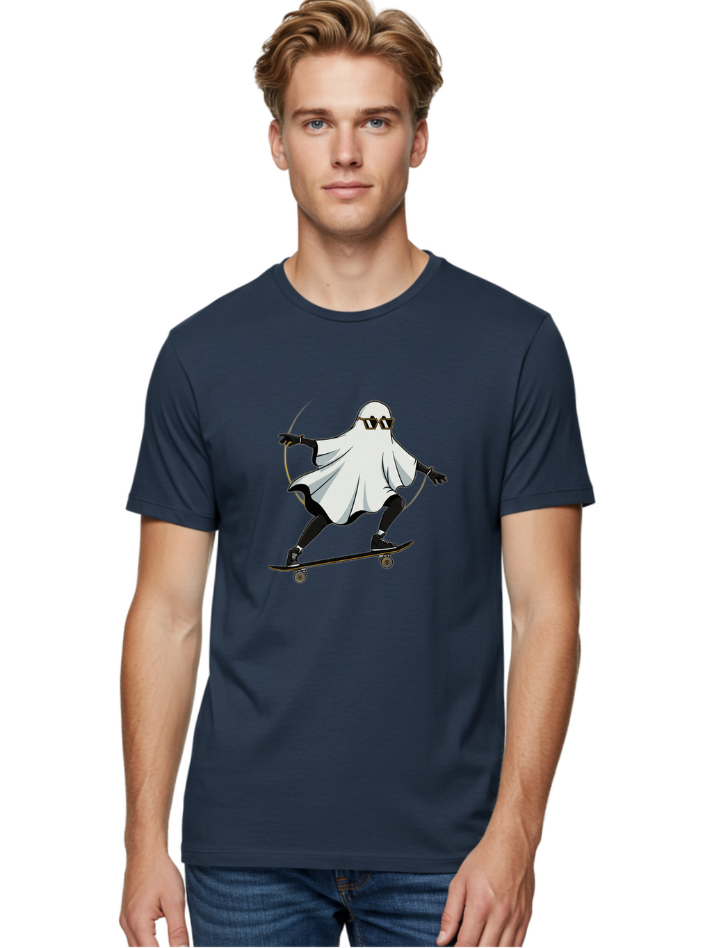 Ghost-Skateboarder-2 Men'S Graphic Tee, 100% Cotton, Comfortable Casual Summer Wear, Machine Washable, Vintage Camera, Old Camera, Antique Camera, Black Camera, Classic Photography, Photography Equipment, Nostalgic Device, Film Camera, Bam524