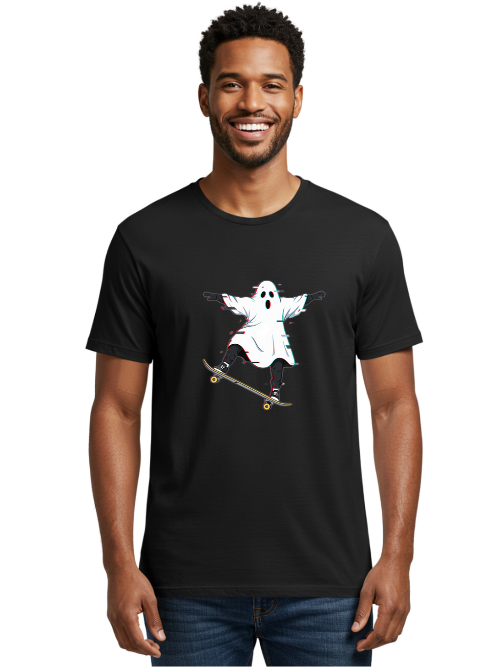 Ghost-Skateboarder-3 Men'S Graphic Tee, 100% Cotton, Comfortable Casual Summer Wear, Machine Washable, Vintage Camera, Old Camera, Antique Camera, Black Camera, Classic Photography, Photography Equipment, Nostalgic Device, Film Camera, Bam525