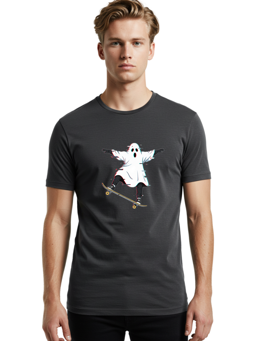 Ghost-Skateboarder-3 Men'S Graphic Tee, 100% Cotton, Comfortable Casual Summer Wear, Machine Washable, Vintage Camera, Old Camera, Antique Camera, Black Camera, Classic Photography, Photography Equipment, Nostalgic Device, Film Camera, Bam525