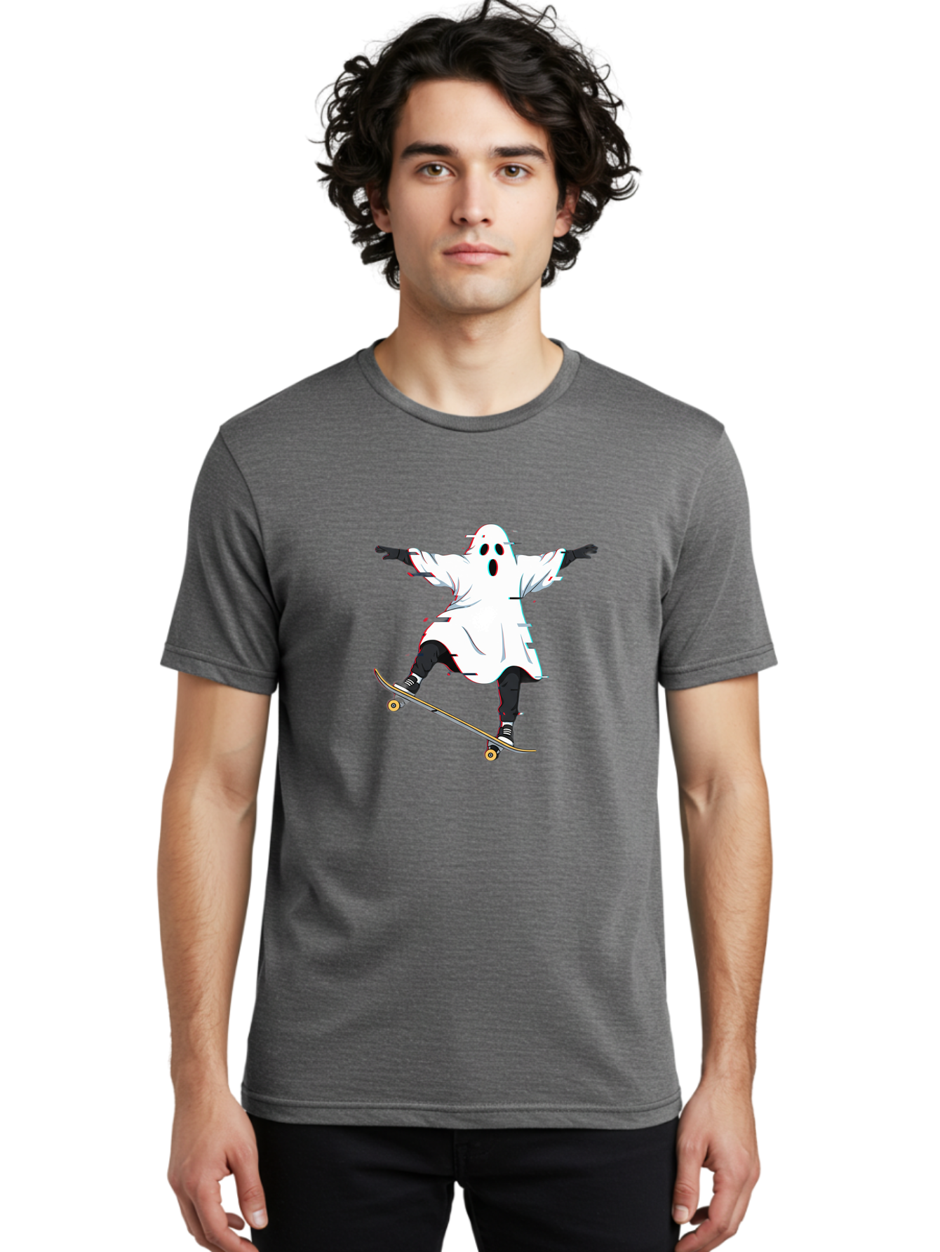 Ghost-Skateboarder-3 Men'S Graphic Tee, 100% Cotton, Comfortable Casual Summer Wear, Machine Washable, Vintage Camera, Old Camera, Antique Camera, Black Camera, Classic Photography, Photography Equipment, Nostalgic Device, Film Camera, Bam525