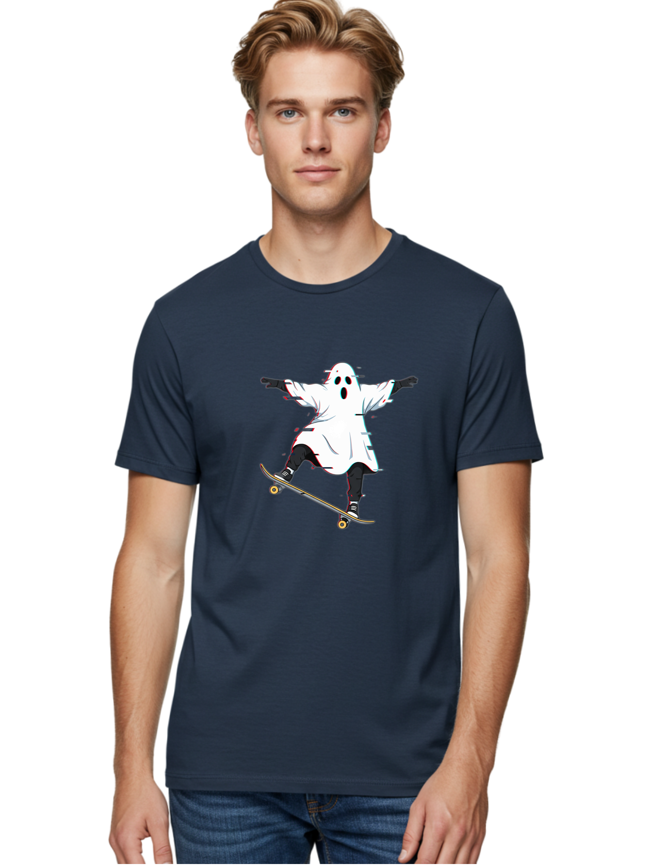 Ghost-Skateboarder-3 Men'S Graphic Tee, 100% Cotton, Comfortable Casual Summer Wear, Machine Washable, Vintage Camera, Old Camera, Antique Camera, Black Camera, Classic Photography, Photography Equipment, Nostalgic Device, Film Camera, Bam525