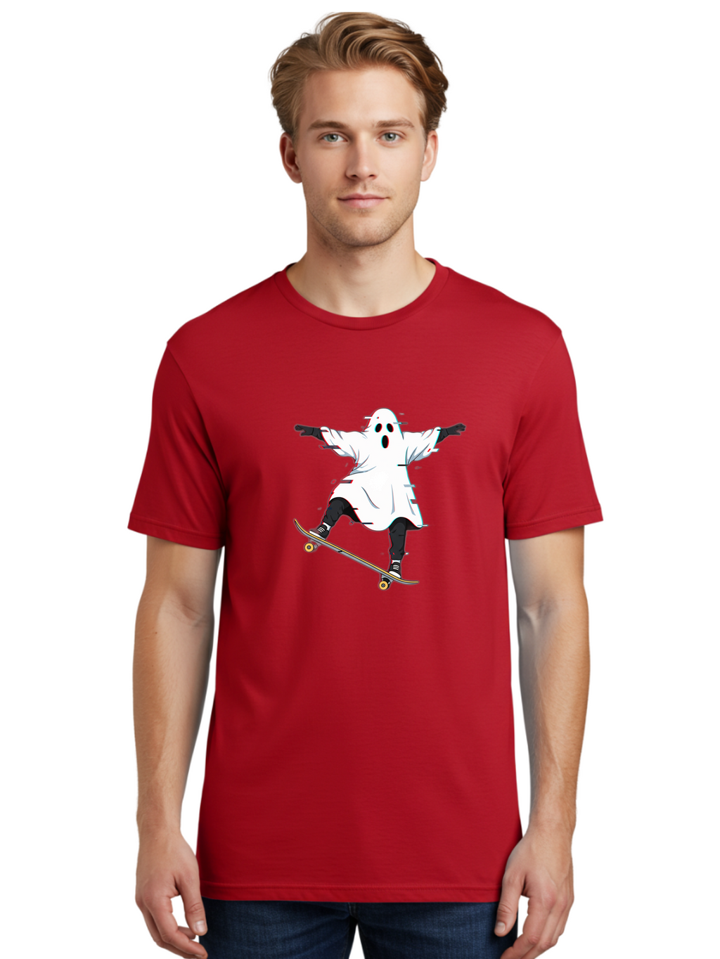 Ghost-Skateboarder-3 Men'S Graphic Tee, 100% Cotton, Comfortable Casual Summer Wear, Machine Washable, Vintage Camera, Old Camera, Antique Camera, Black Camera, Classic Photography, Photography Equipment, Nostalgic Device, Film Camera, Bam525
